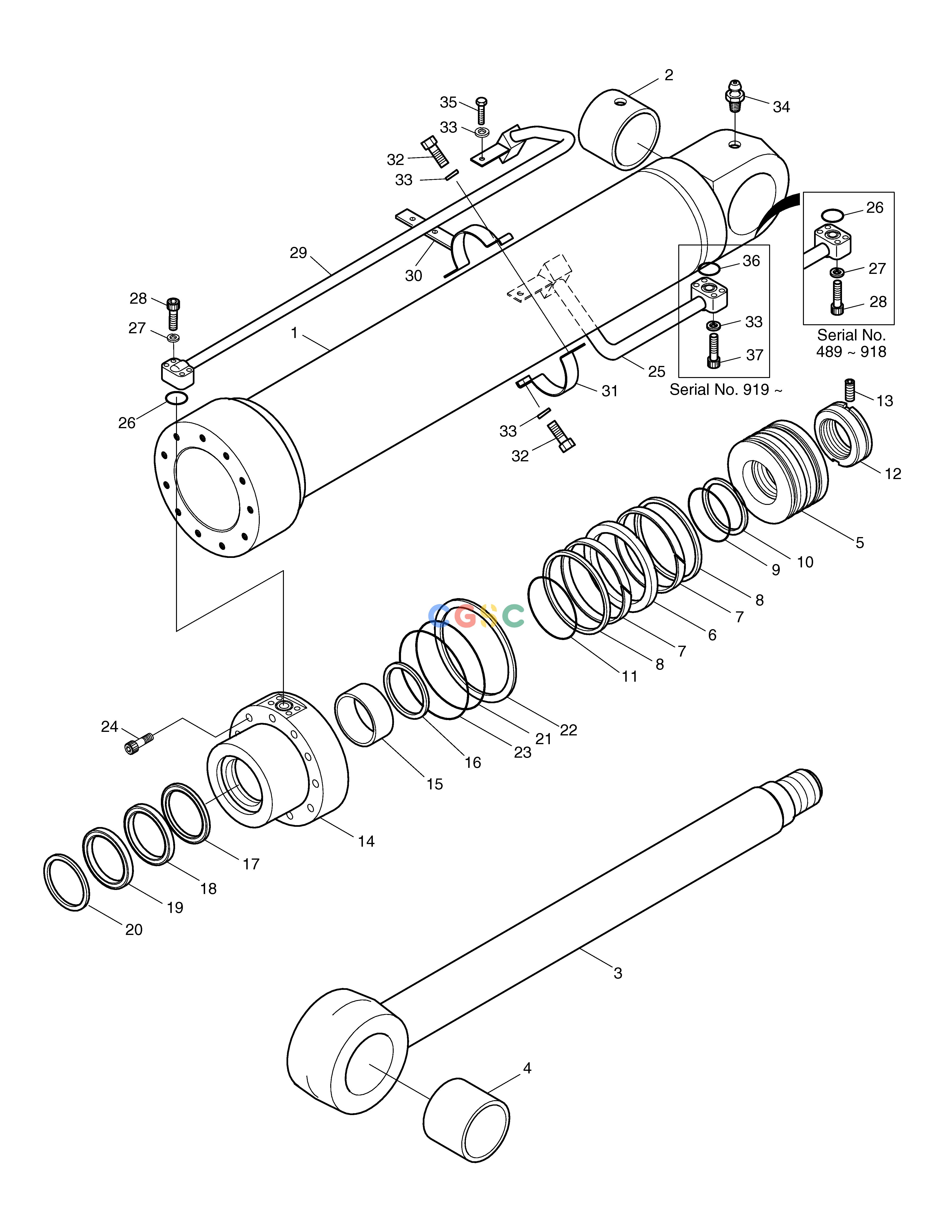 斗山零件查询BOOM CYLINDER(R.H)-E.D SOLAR 130LC-V Doosan parts catalog online
