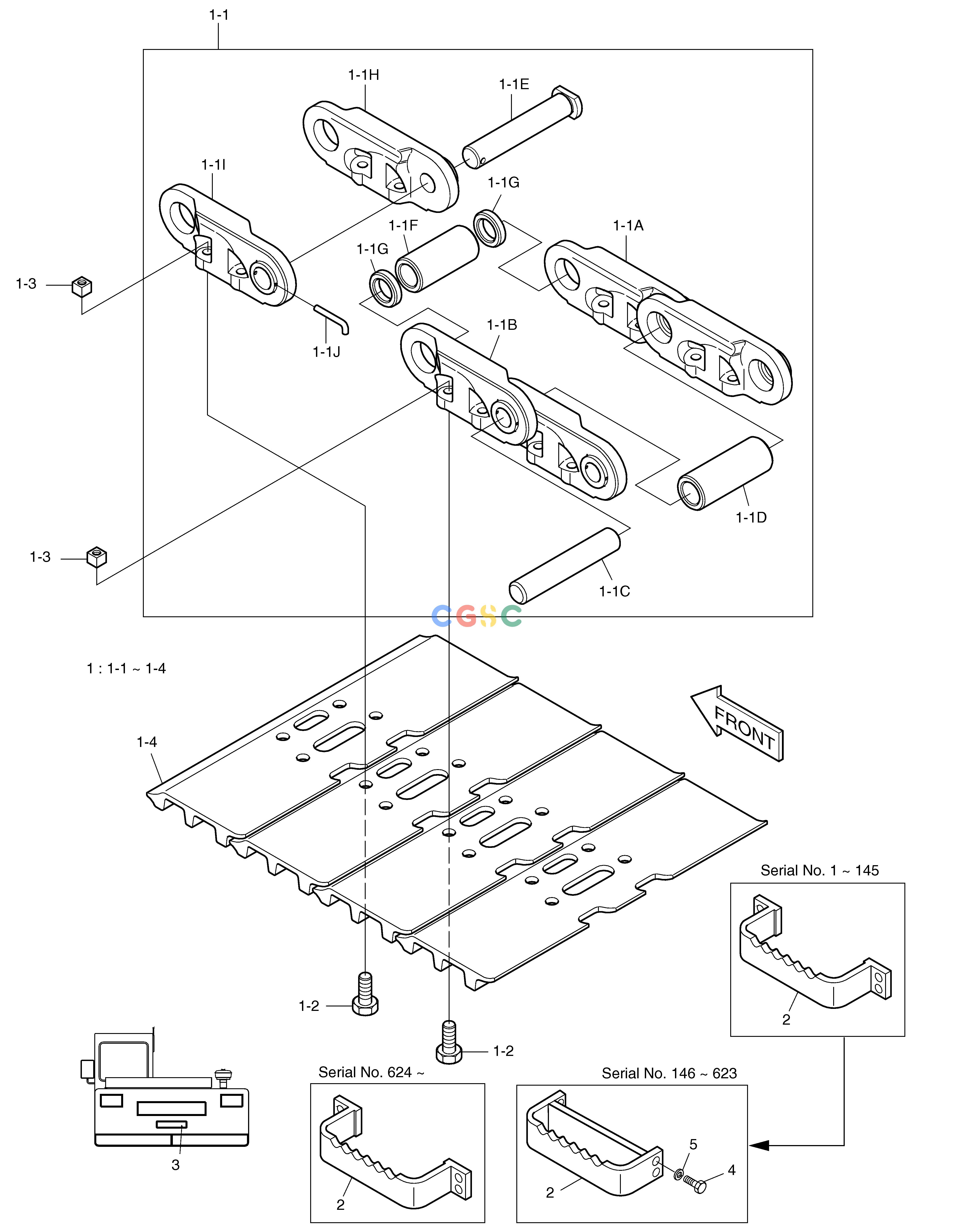 斗山零件查询TRACK SHOE ASS'Y-700G FOR STD. SOLAR 130LC-V Doosan parts catalog online