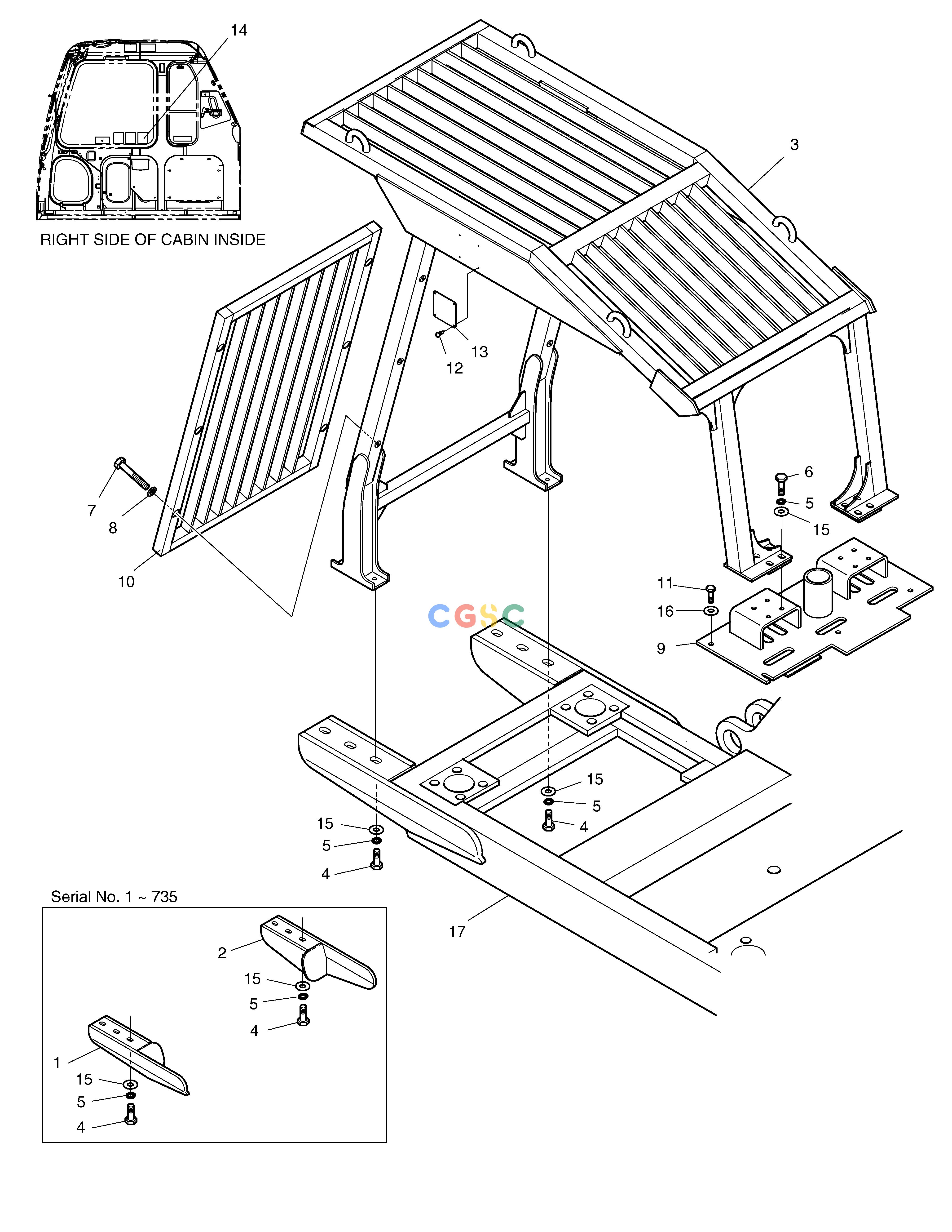 斗山零件查询F.O.P.S GUARD SOLAR 130LC-V Doosan parts catalog online