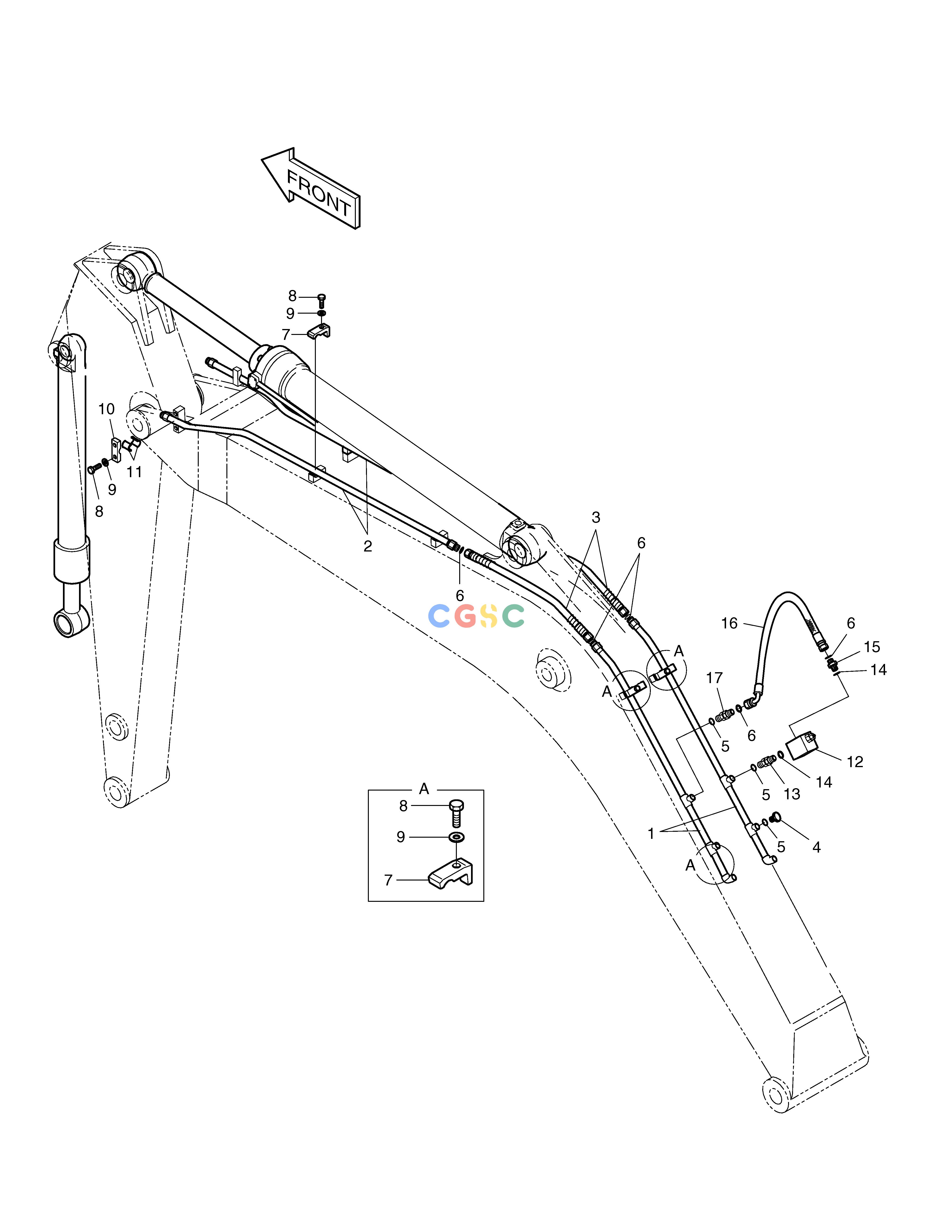 斗山零件查询BOOM PIPING-BOOM 4.0m(ONE WAY) SOLAR 130LC-V Doosan parts catalog online