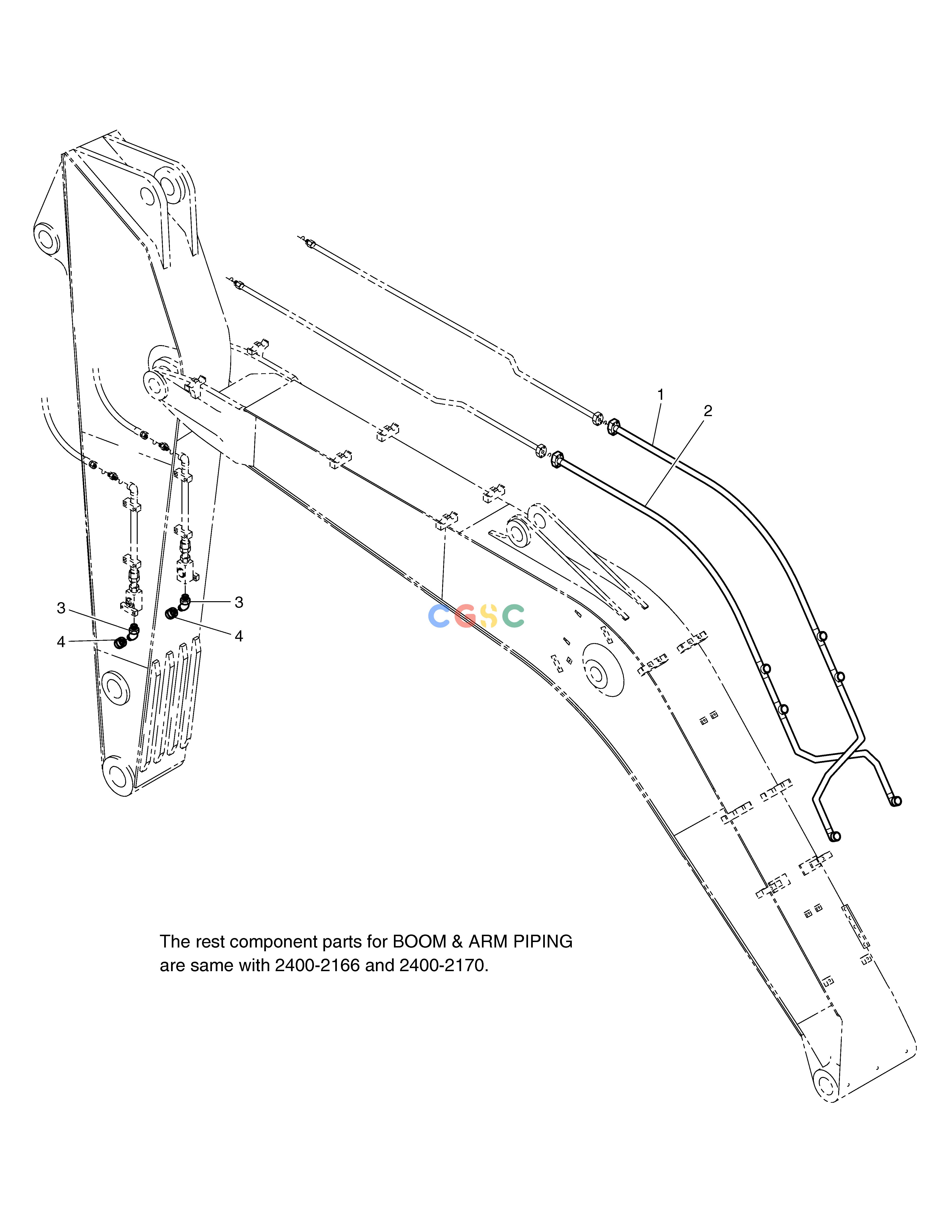 斗山零件查询FRONT PIPING(BOOM 4.0m)-KOREA SOLAR 130LC-V Doosan parts catalog online