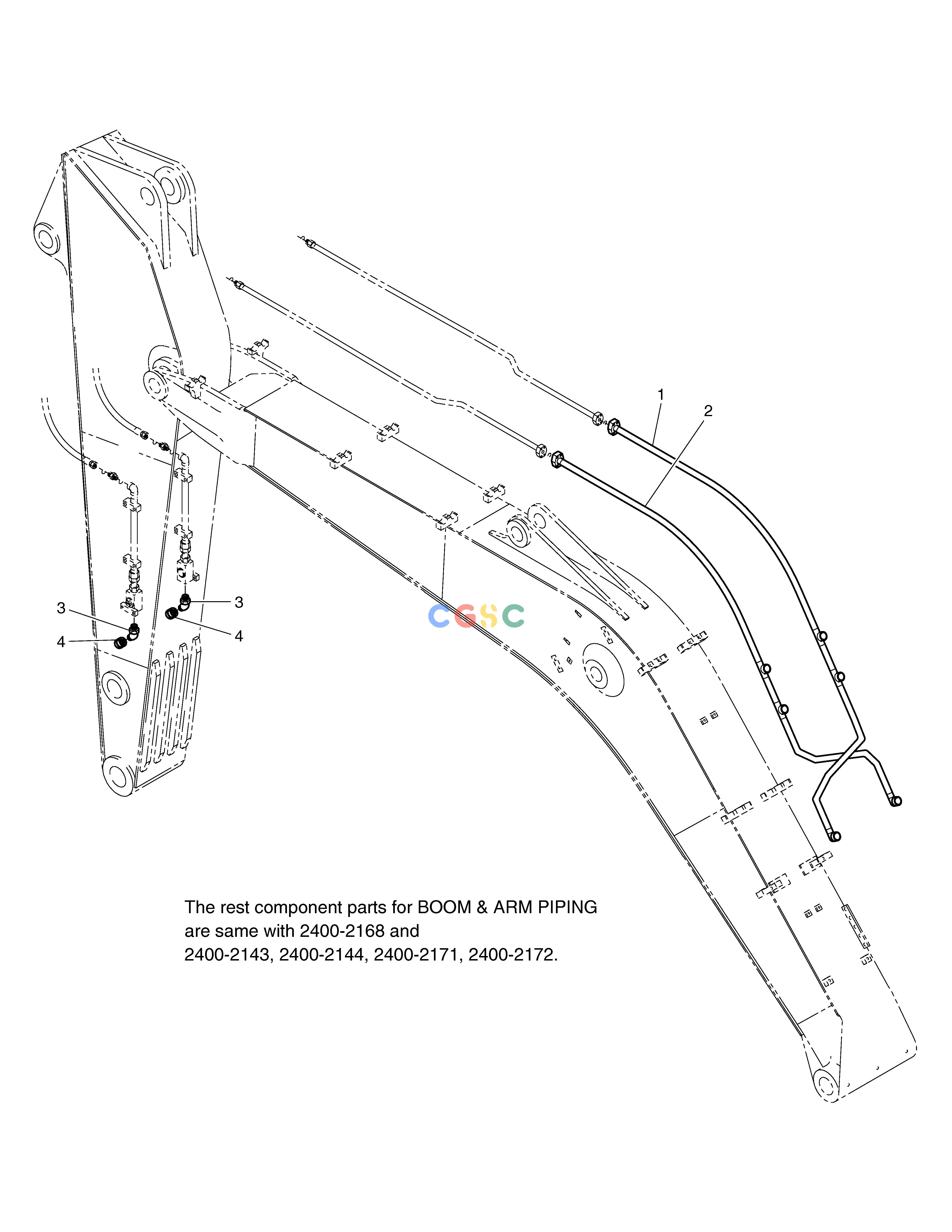 斗山零件查询FRONT PIPING(BOOM 4.6m)-KOREA SOLAR 130LC-V Doosan parts catalog online