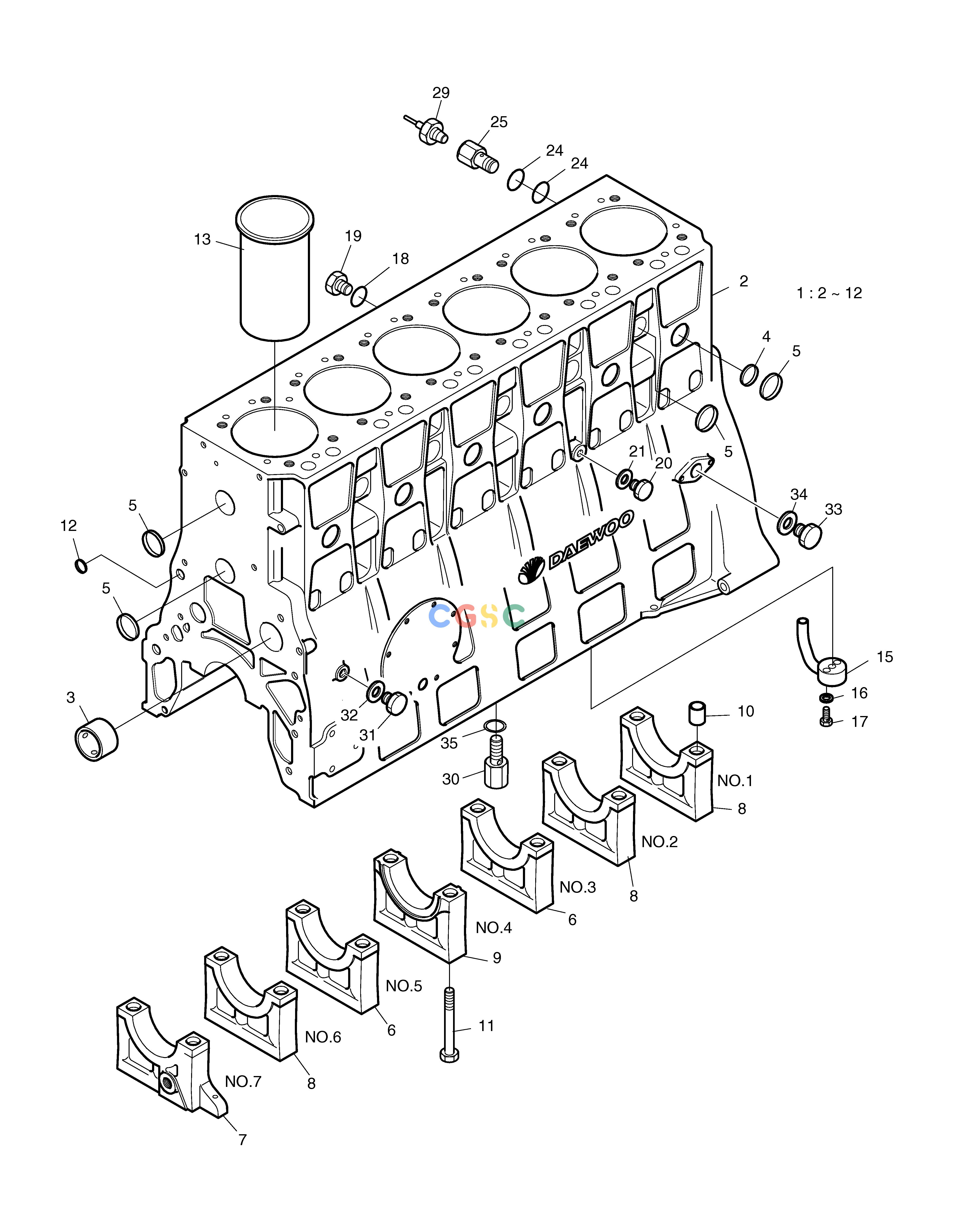 斗山零件查询CYLINDER BLOCK SOLAR 330LC-V Doosan parts catalog online