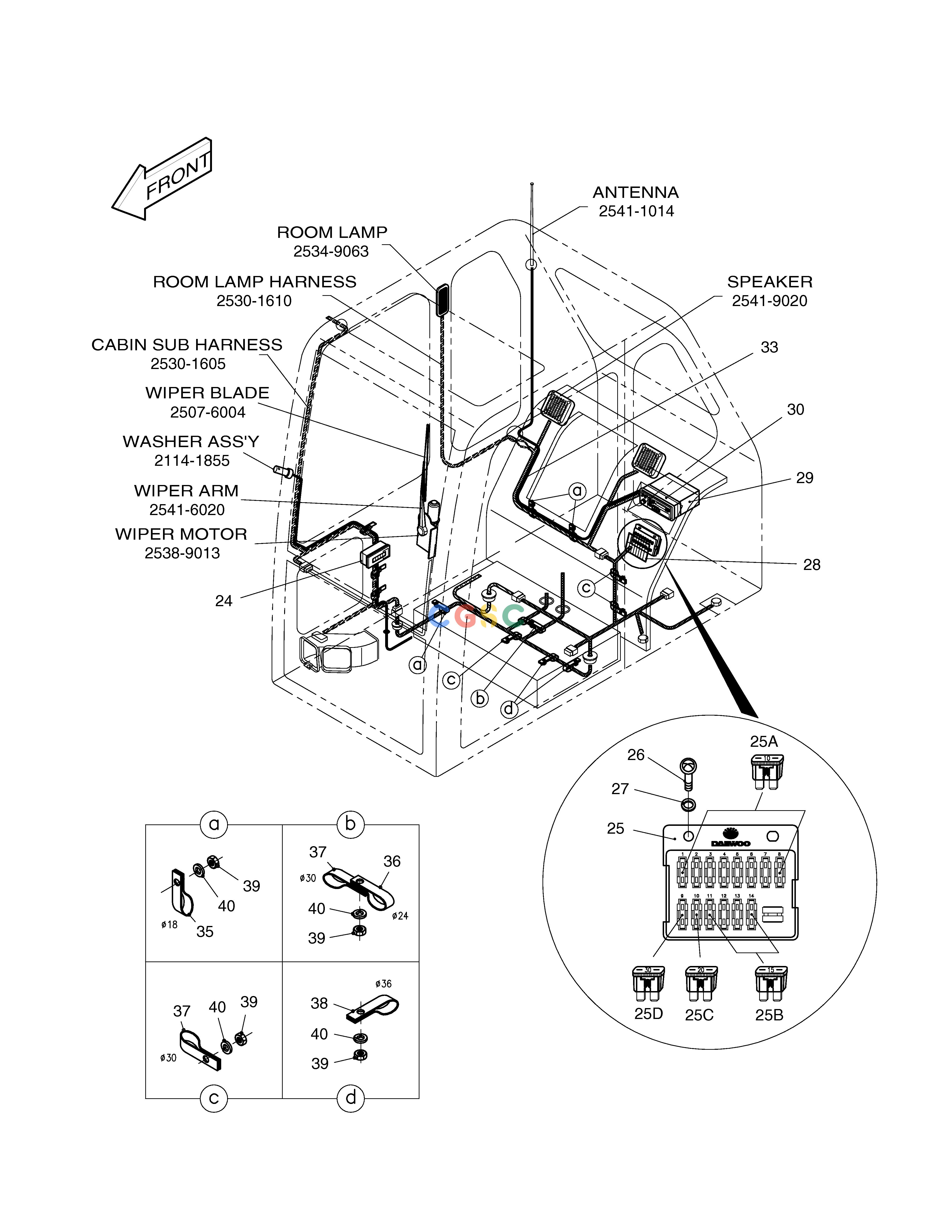 斗山零件查询ELECTRIC PARTS(3)-CABIN SOLAR 330LC-V Doosan parts catalog online
