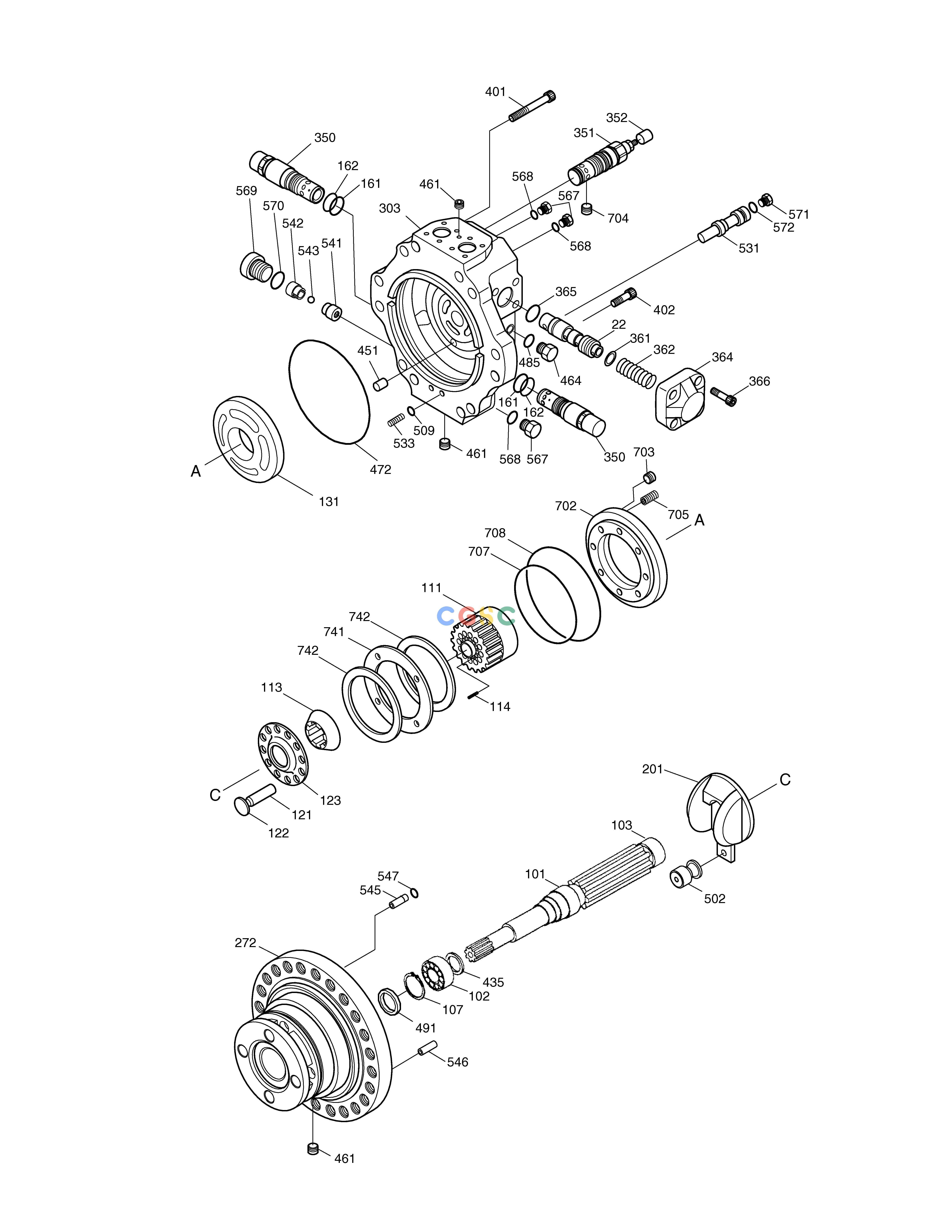 斗山零件查询TRAVEL MOTOR SOLAR 330LC-V Doosan parts catalog online