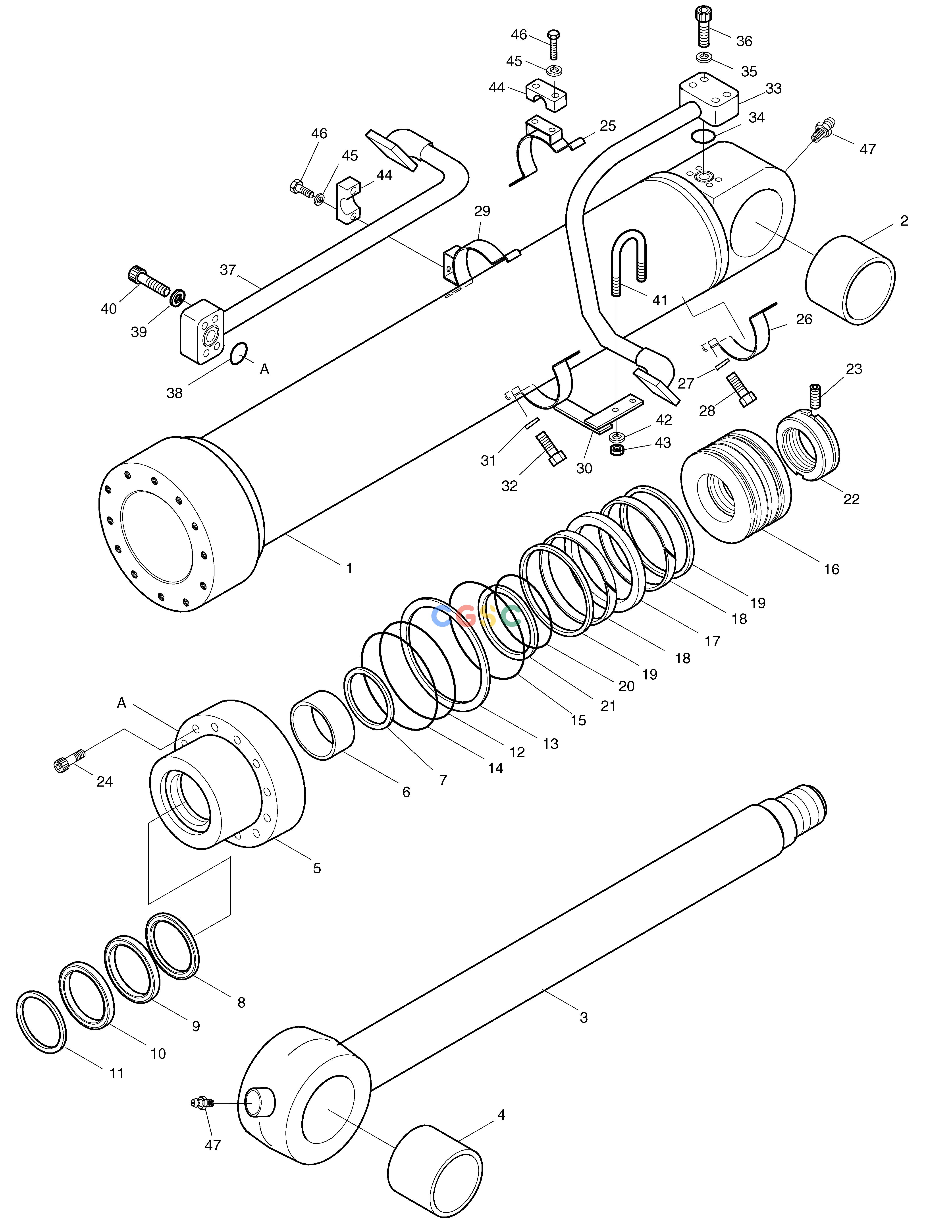 斗山零件查询BUCKET CYLINDER-ARM 2.6m SOLAR 330LC-V Doosan parts catalog online