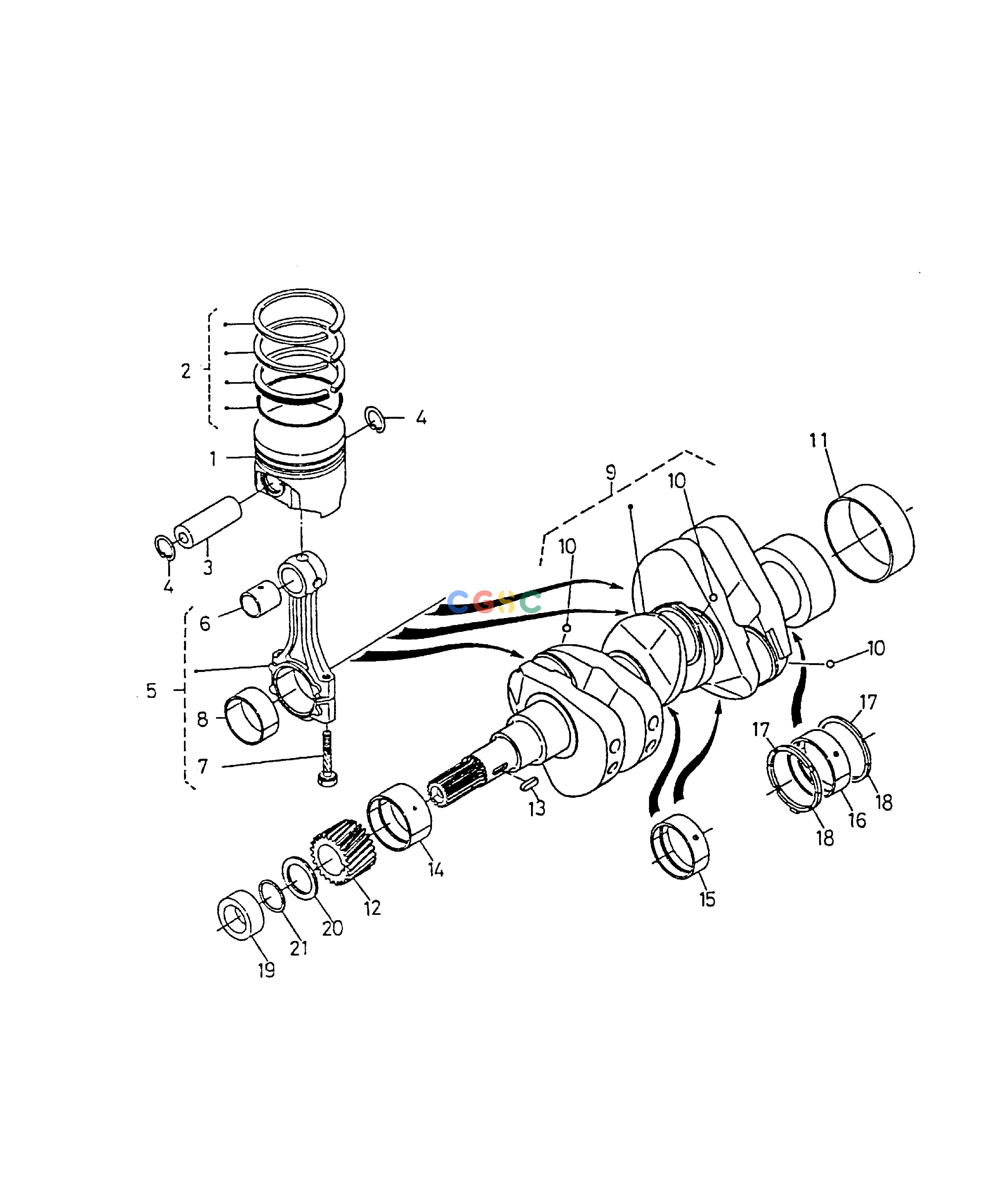 斗山零件查询PISTON & CRANK SHAFT SOLAR 015 Doosan parts catalog online