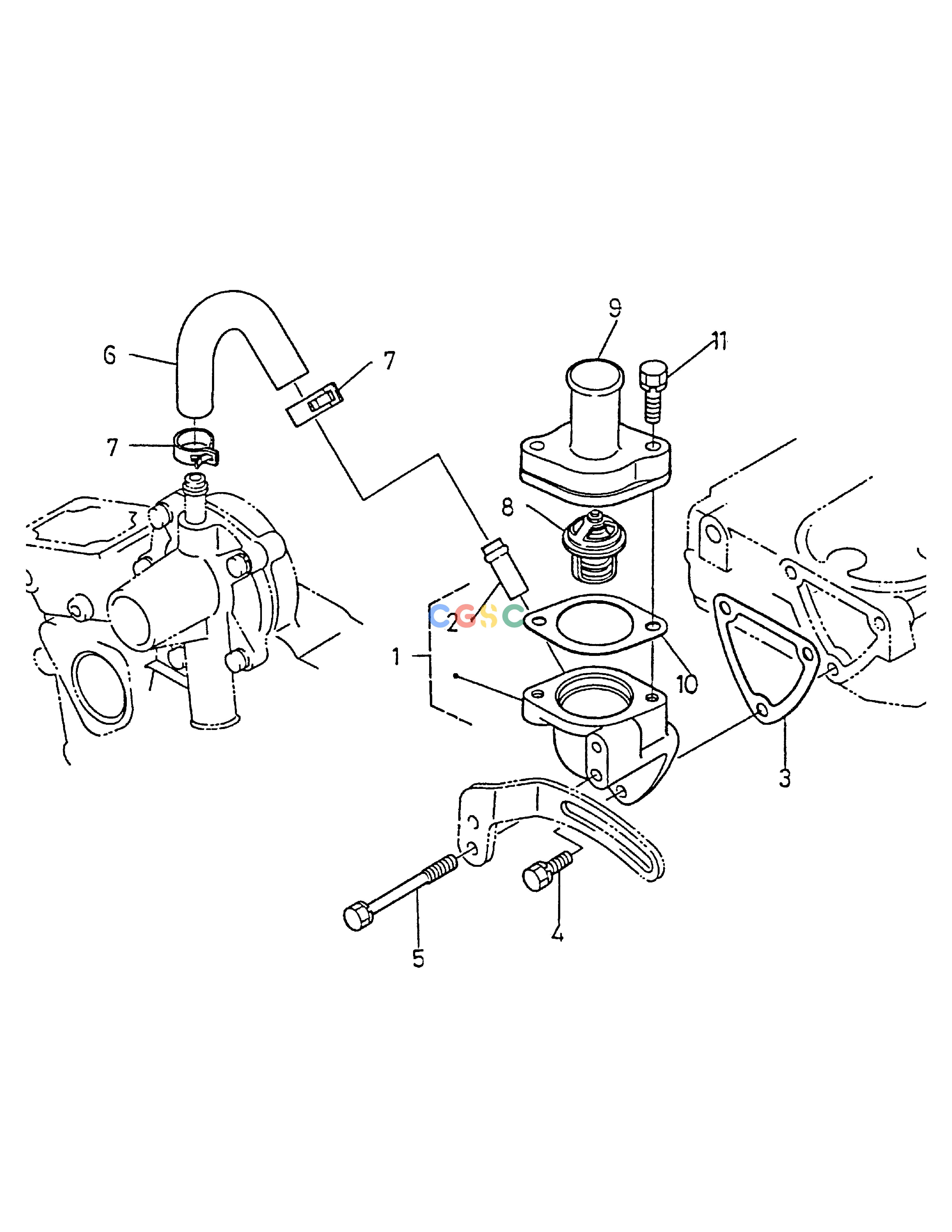 斗山零件查询WATER FLANGE & THERMOSTAT SOLAR 015 Doosan parts catalog online
