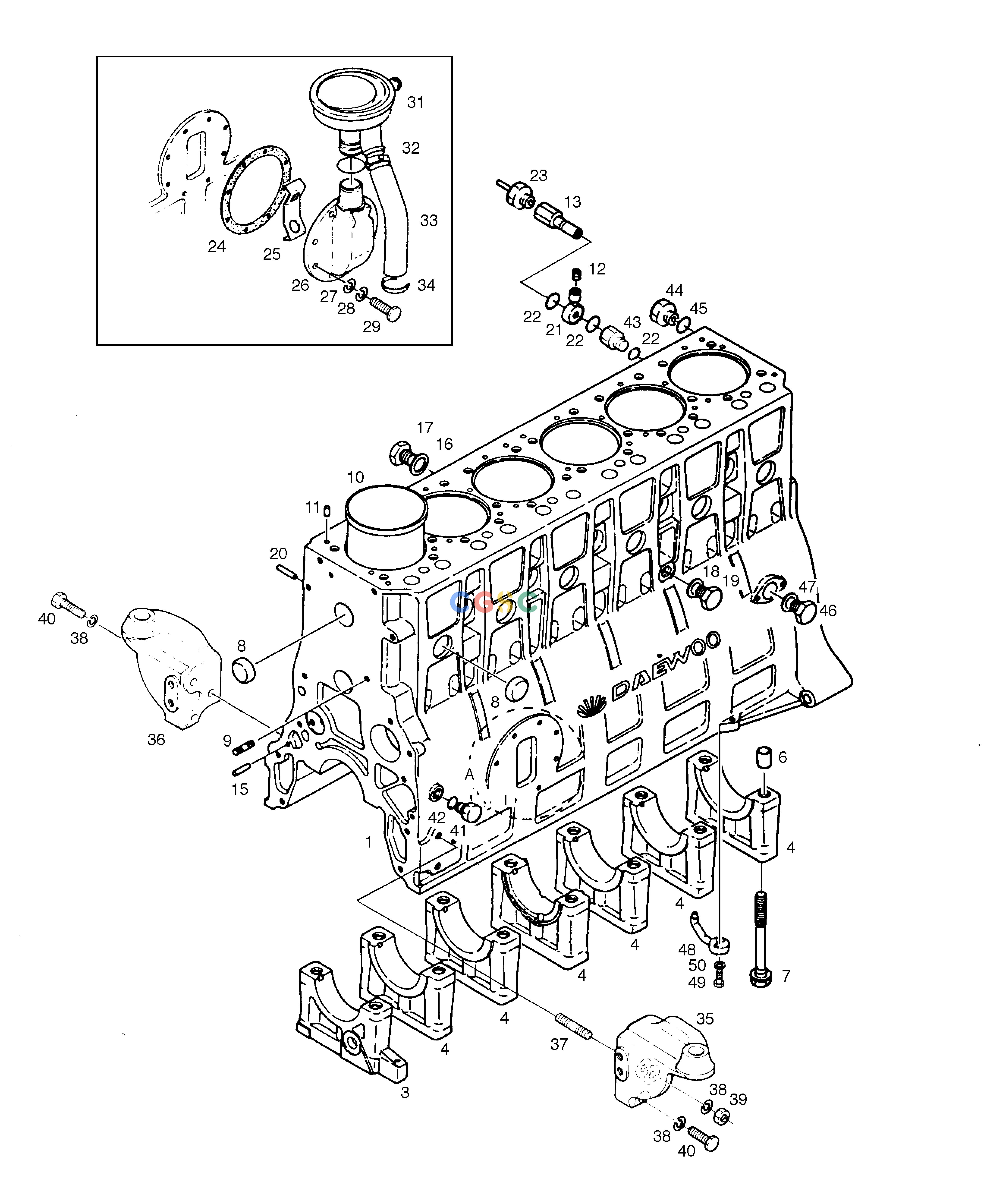 斗山零件查询CYLINDER BLOCK MEGA 300 Doosan parts catalog online