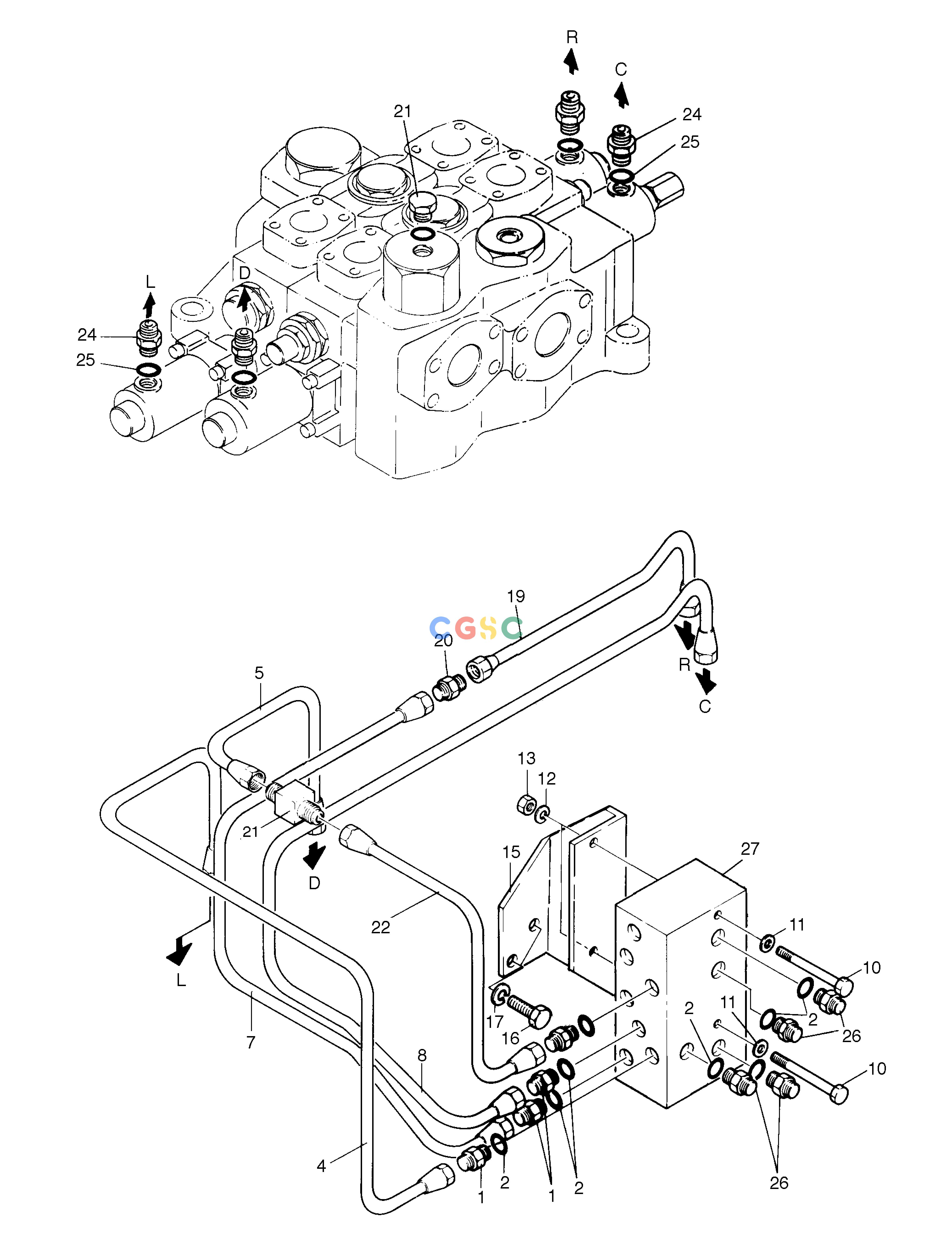 斗山零件查询CONTROL VALVE PILOT PIPING-STD. MEGA 300 Doosan parts catalog online