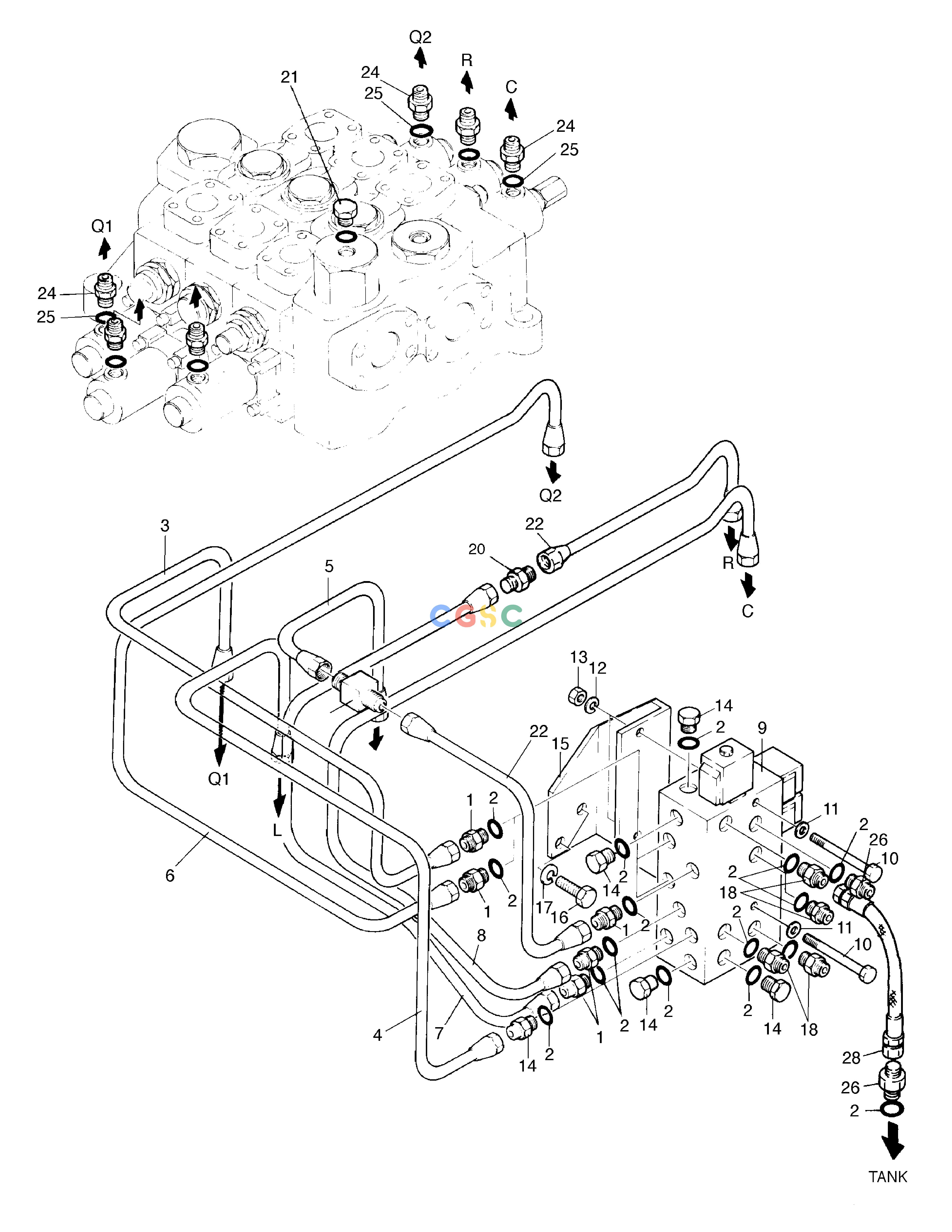斗山零件查询CONTROL VALVE PILOT PIPING-OPT. MEGA 300 Doosan parts catalog online
