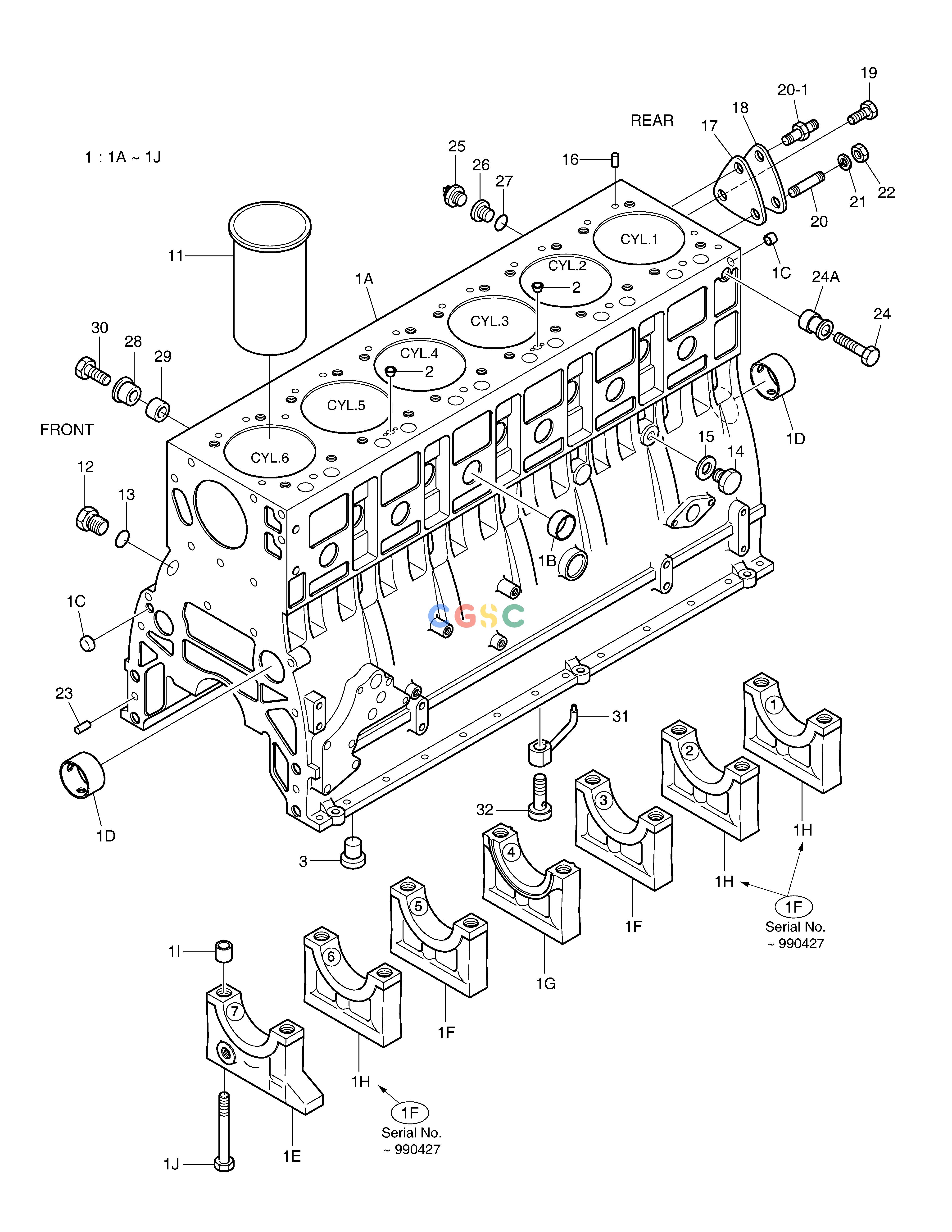 斗山零件查询CYLINDER BLOCK SOLAR 250LC-V Doosan parts catalog online