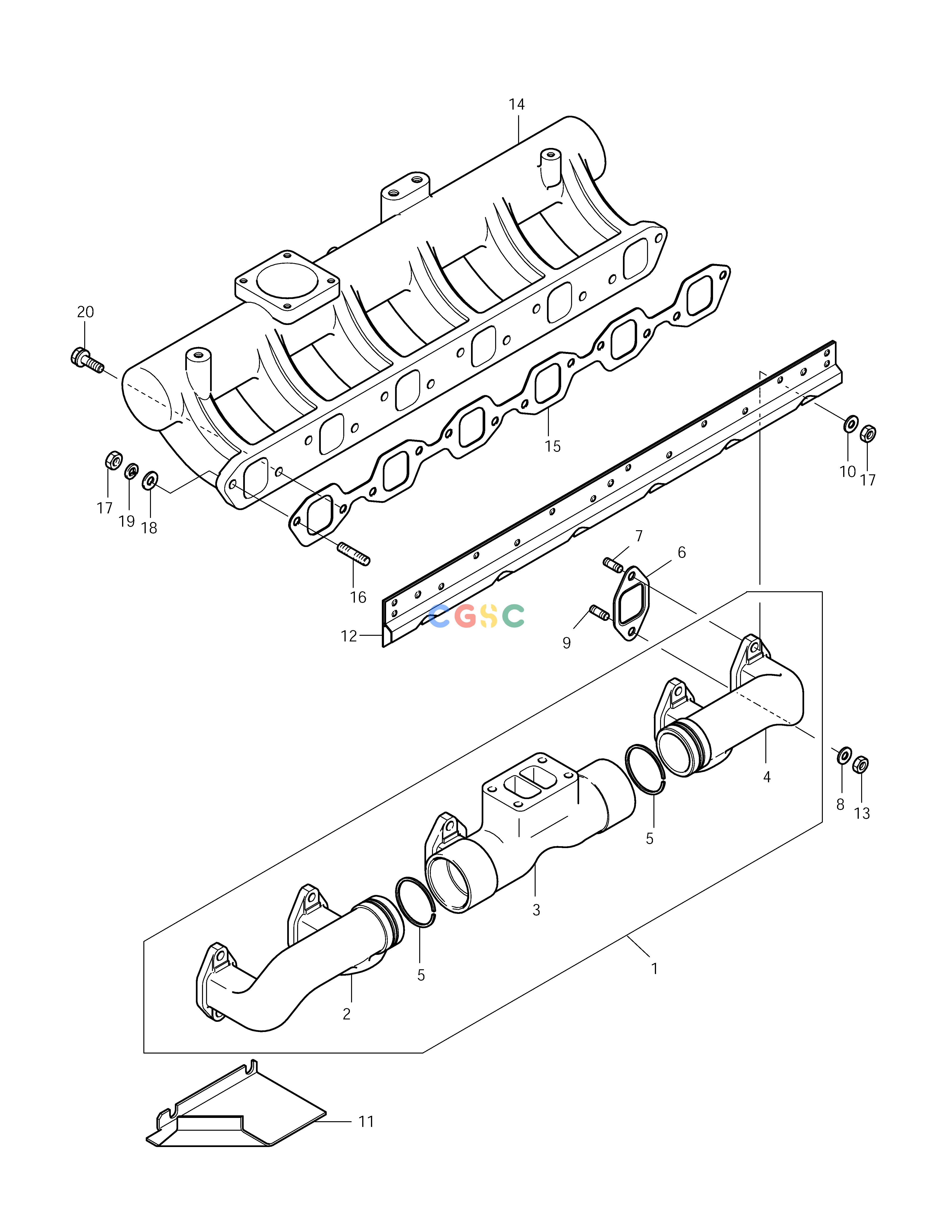 斗山零件查询INTAKE & EXHAUST MANIFOLD SOLAR 250LC-V Doosan parts catalog online
