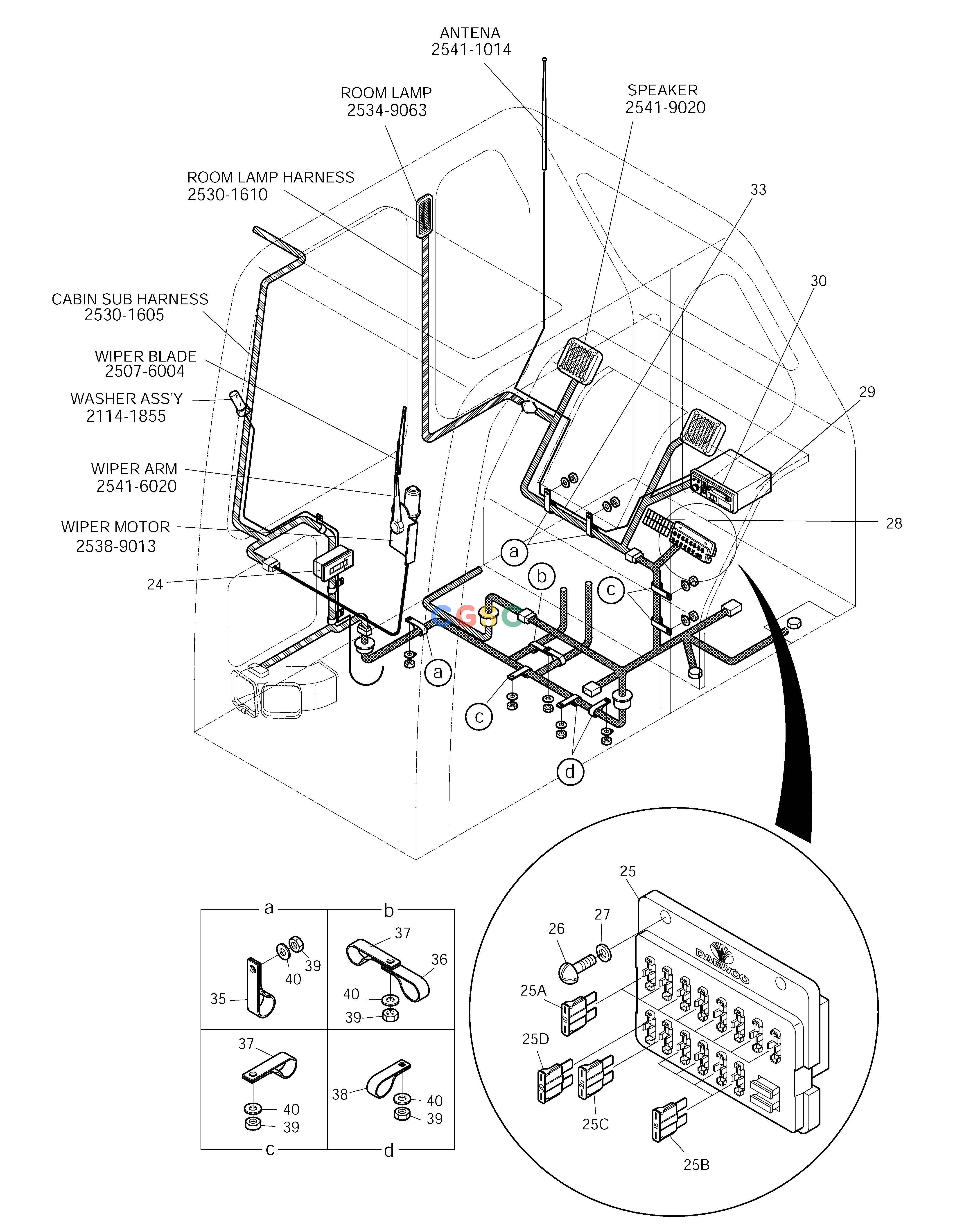 斗山零件查询ELECTRIC PARTS(3)-CABIN SOLAR 250LC-V Doosan parts catalog online