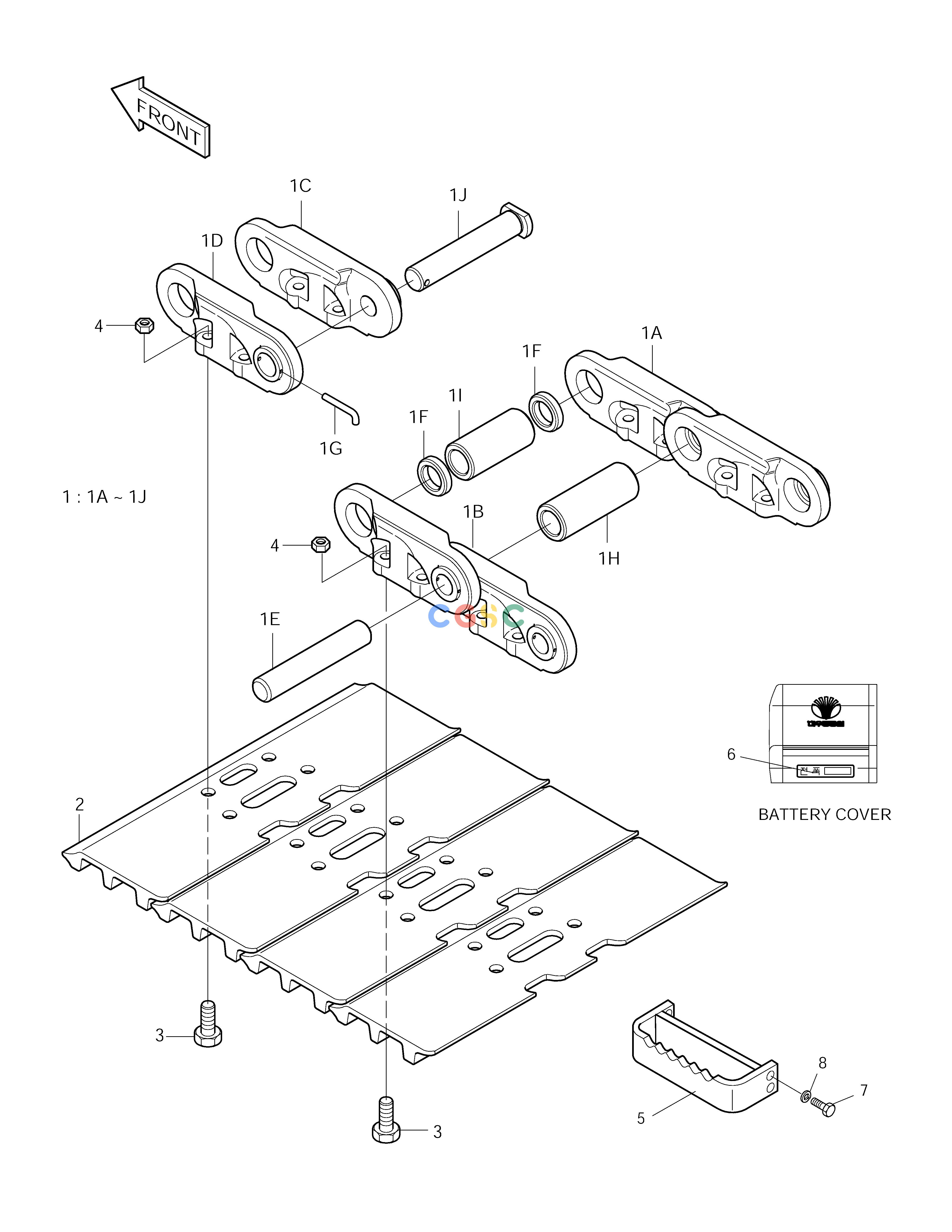 斗山零件查询TRACK SHOE-700G-DHI SOLAR 250LC-V Doosan parts catalog online