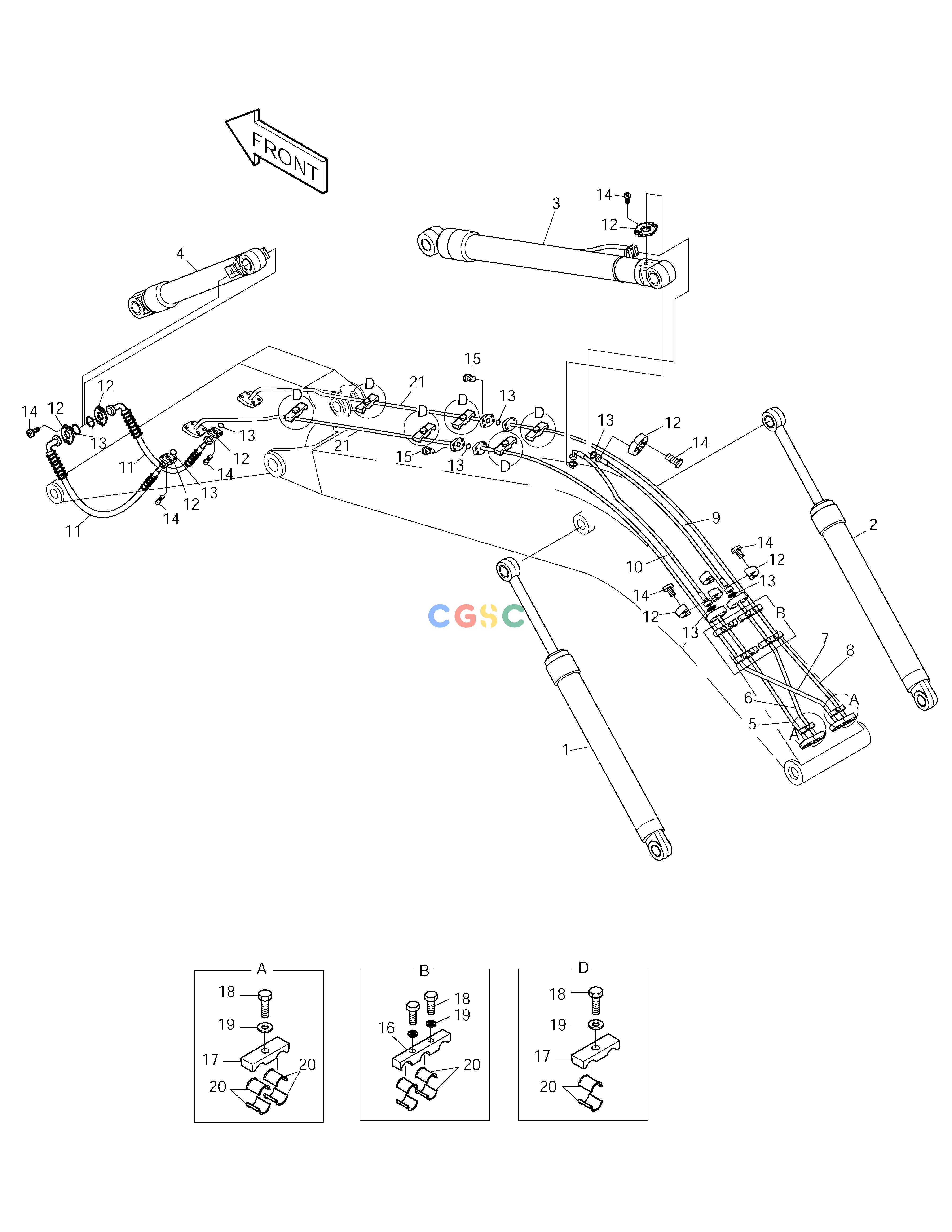 斗山零件查询FRONT PIPING-BOOM 5.3m+ARM 2.5m SOLAR 250LC-V Doosan parts catalog online