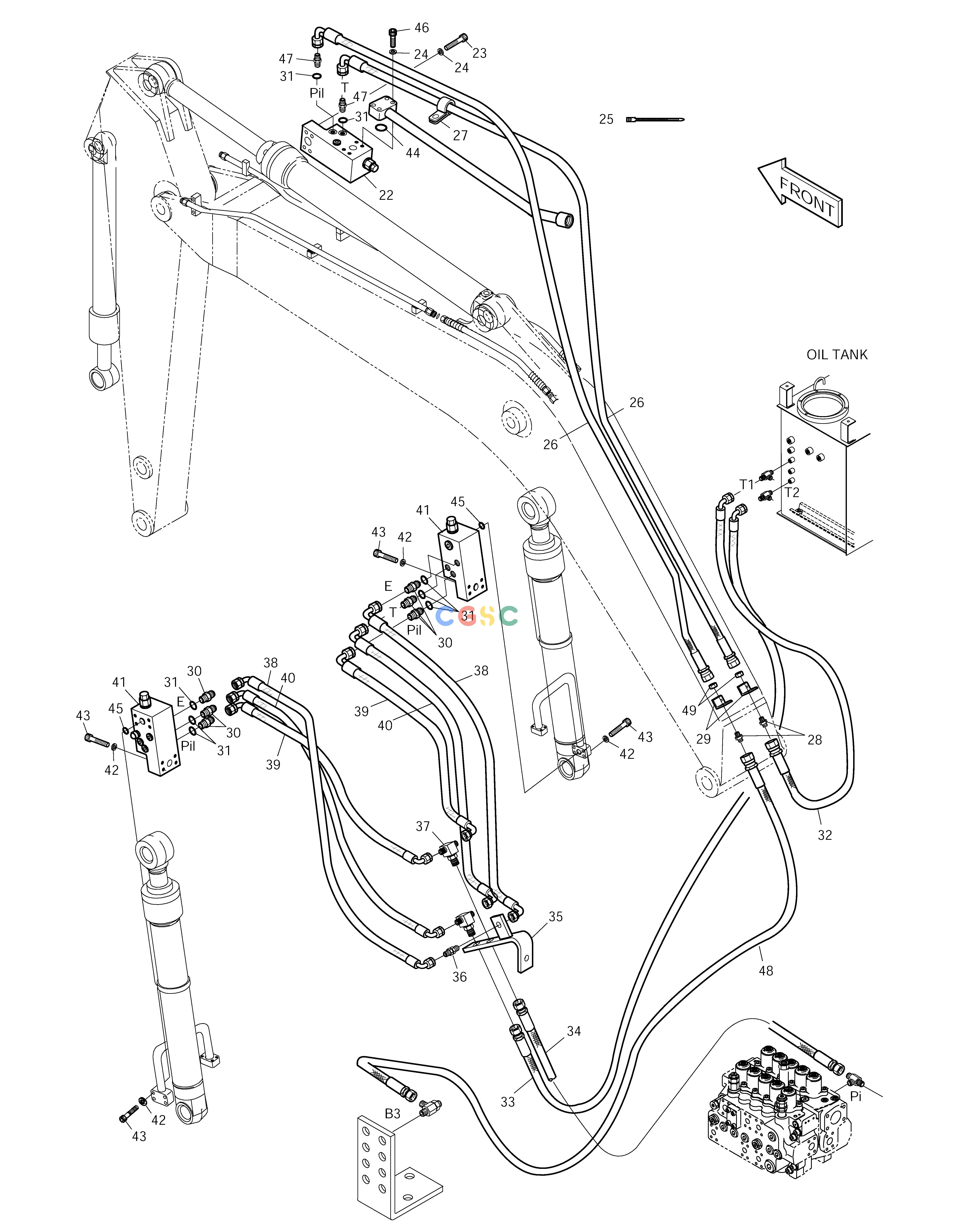斗山零件查询LOCK VALVE PIPING-BOOM 5.3m SOLAR 250LC-V Doosan parts catalog online