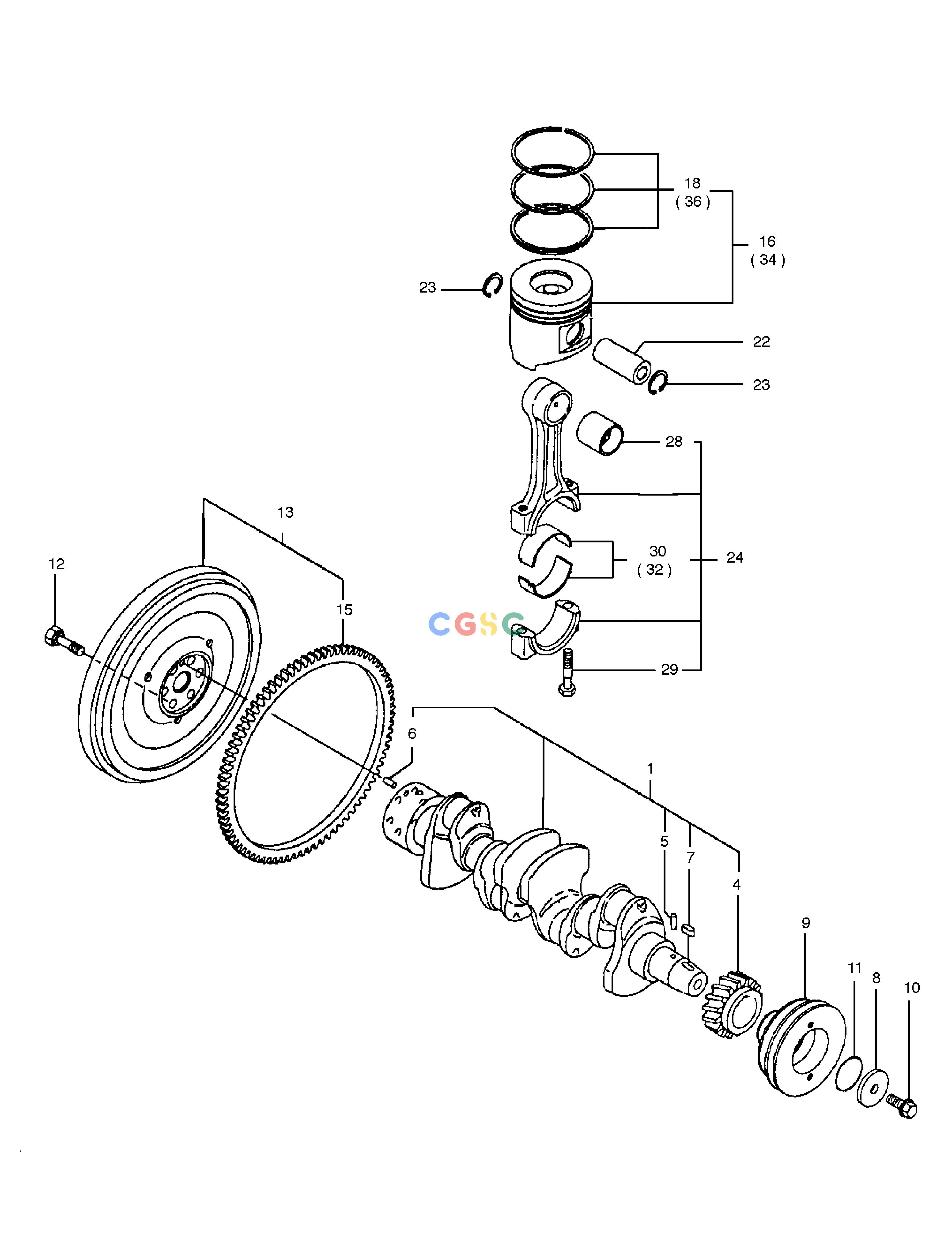 斗山零件查询CRANK SHAFT & PISTON SOLAR 75-V Doosan parts catalog online