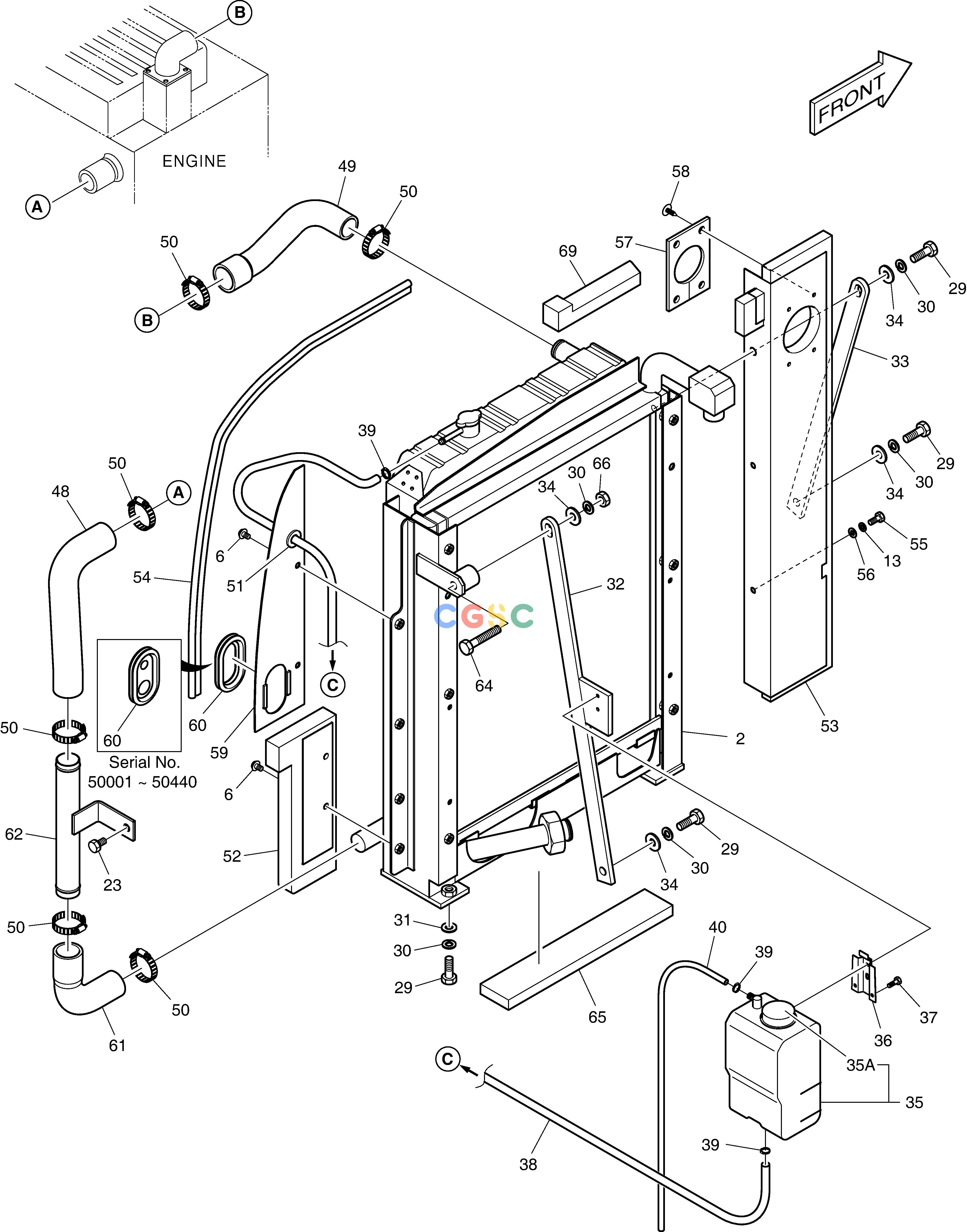 斗山零件查询ENGINE MOUNTING-RADIATOR & BAFFLE COVER SOLAR 75-V Doosan parts catalog online