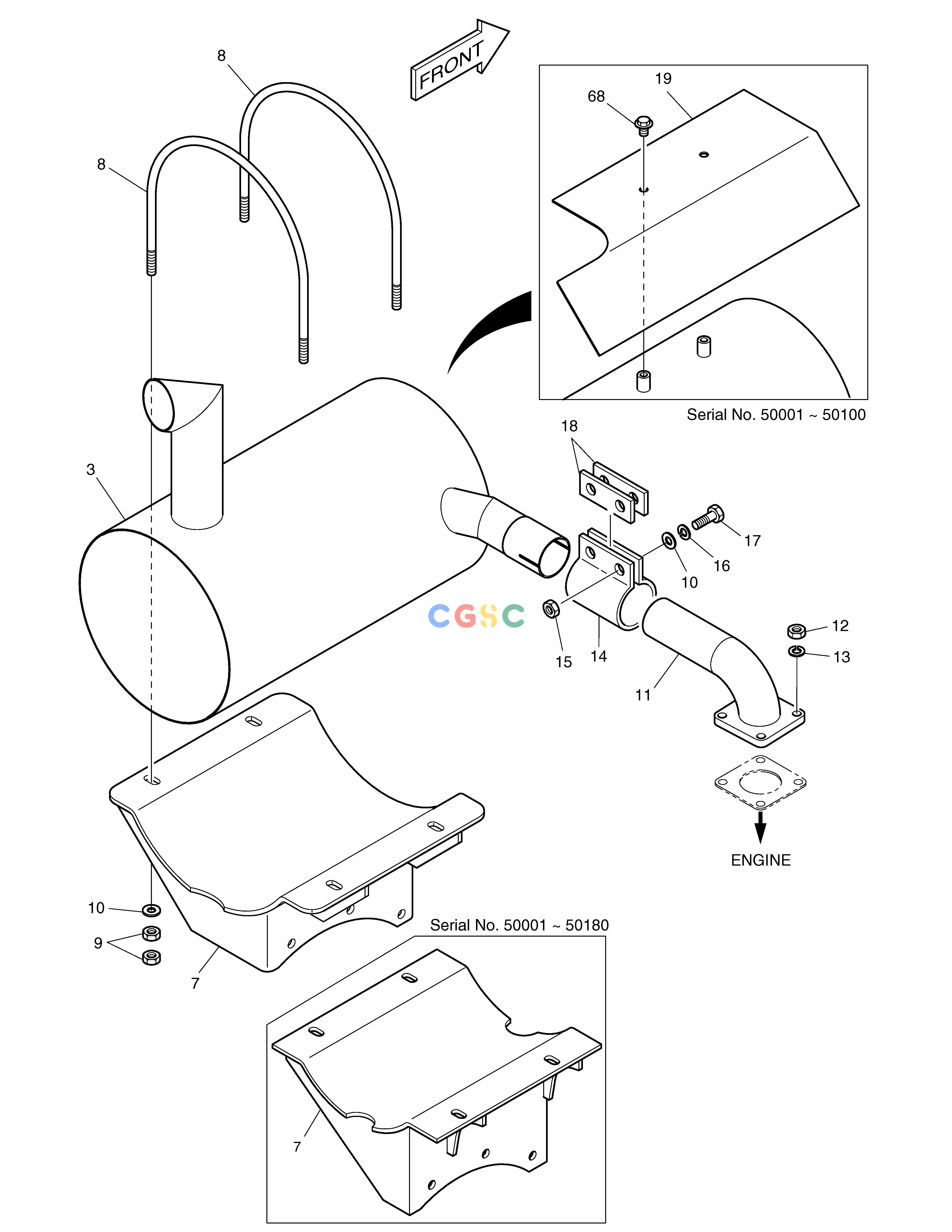 斗山零件查询ENGINE MOUNTING-MUFFLER SOLAR 75-V Doosan parts catalog online