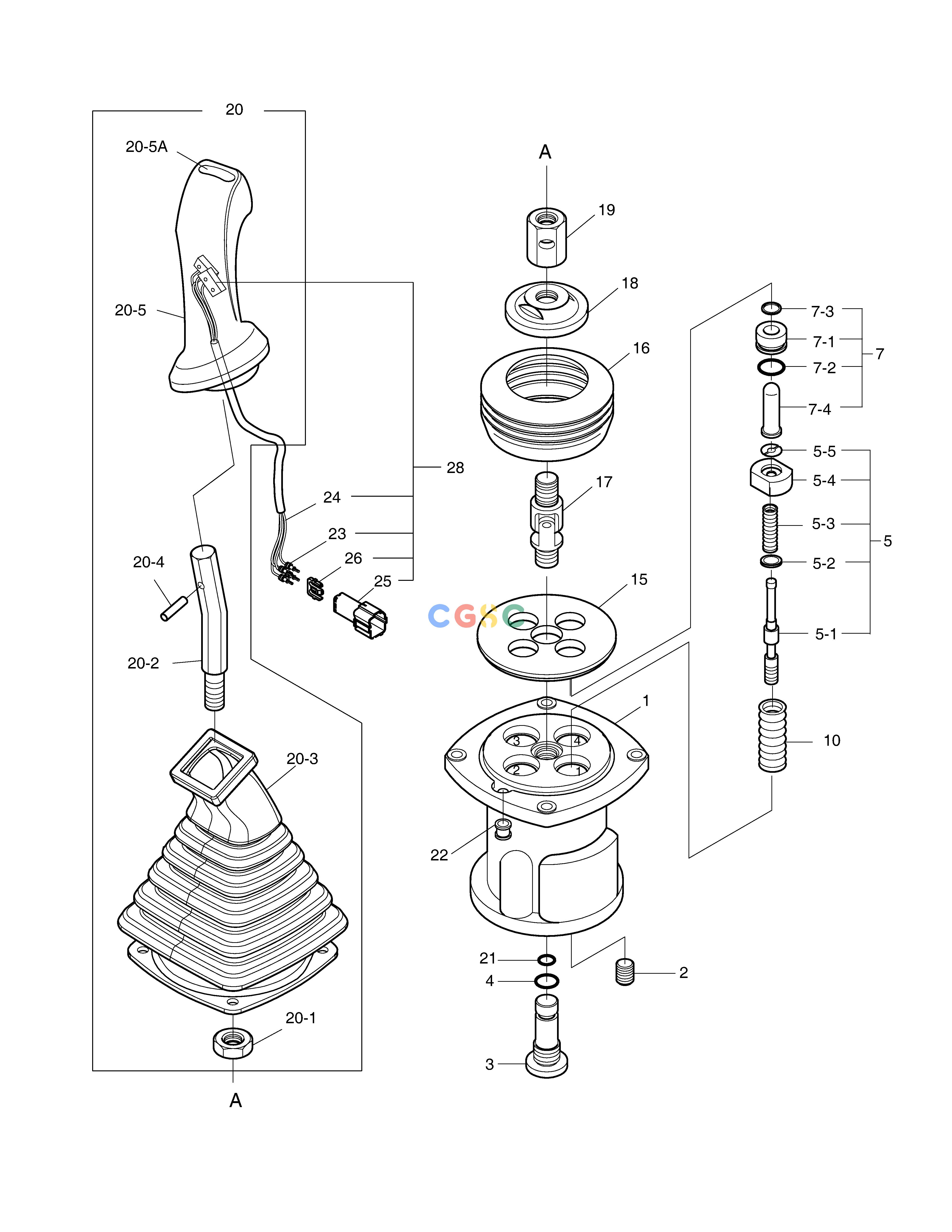 斗山零件查询JOYSTICK VALVE SOLAR 75-V Doosan parts catalog online