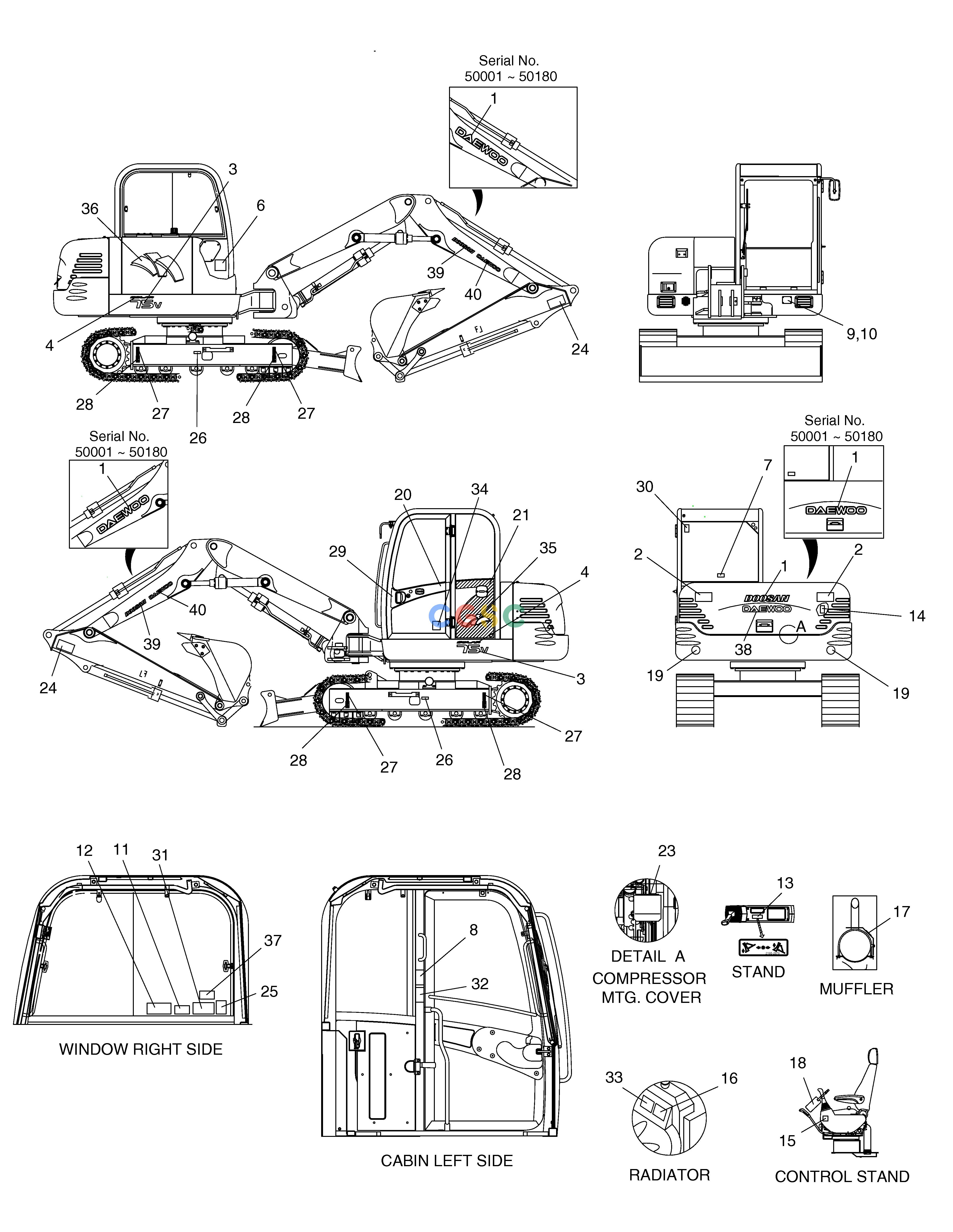 斗山零件查询NAME PLATE ASS'Y SOLAR 75-V Doosan parts catalog online