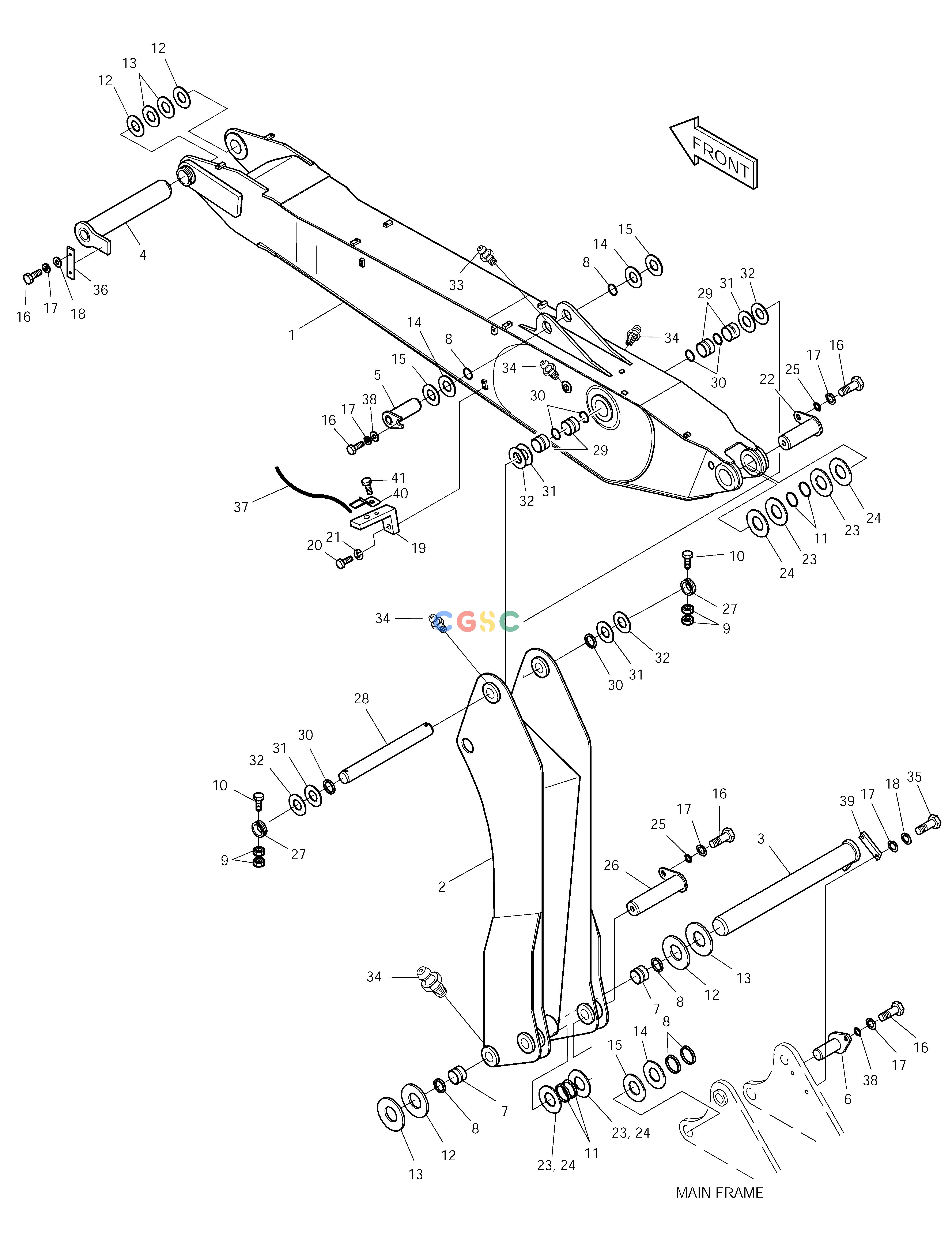 斗山零件查询BOOM ASS'Y(ARTICULATED)-3.3m UP. SOLAR 150LC-V Doosan parts catalog online