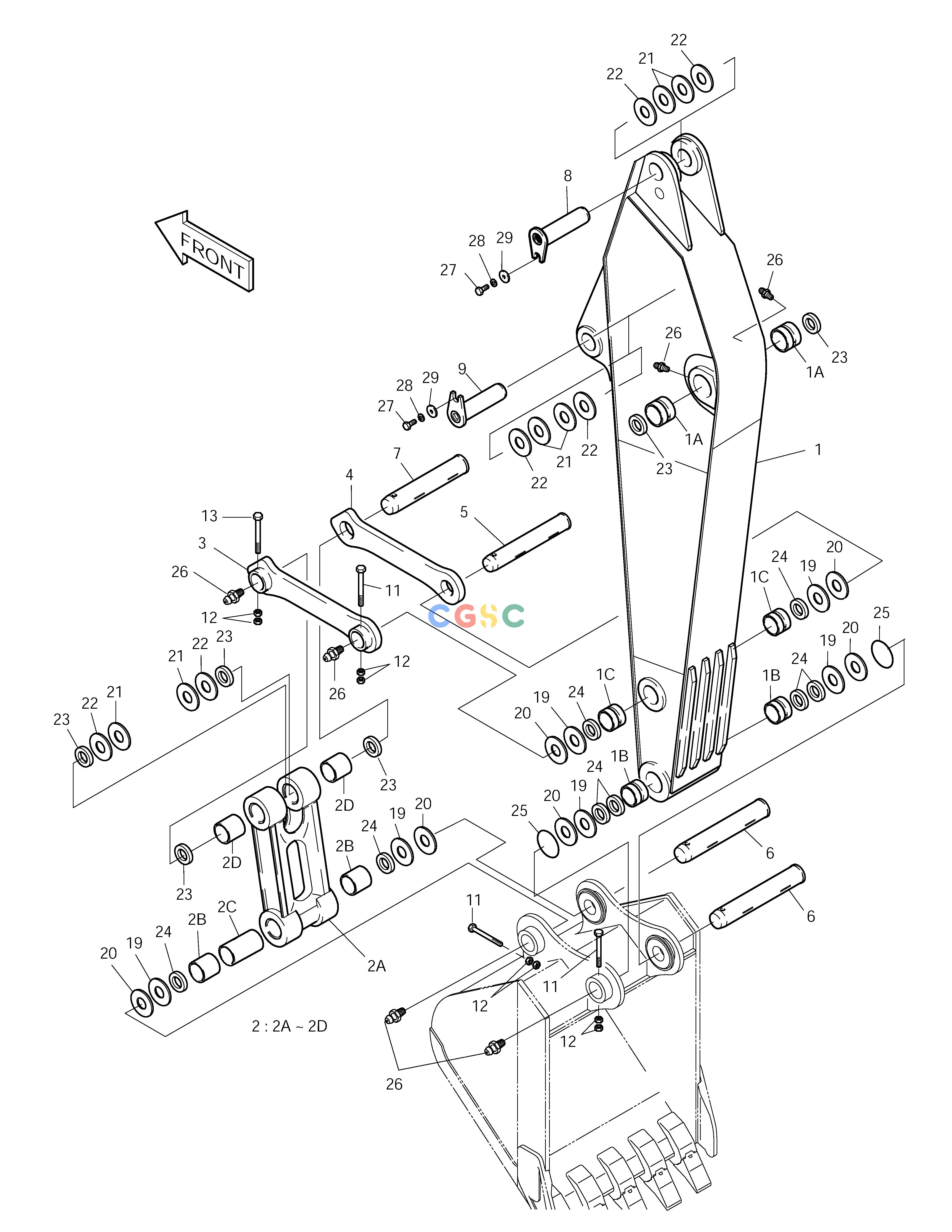 斗山零件查询ARM 2.28m-ARTI. 2.8m UP SOLAR 150LC-V Doosan parts catalog online