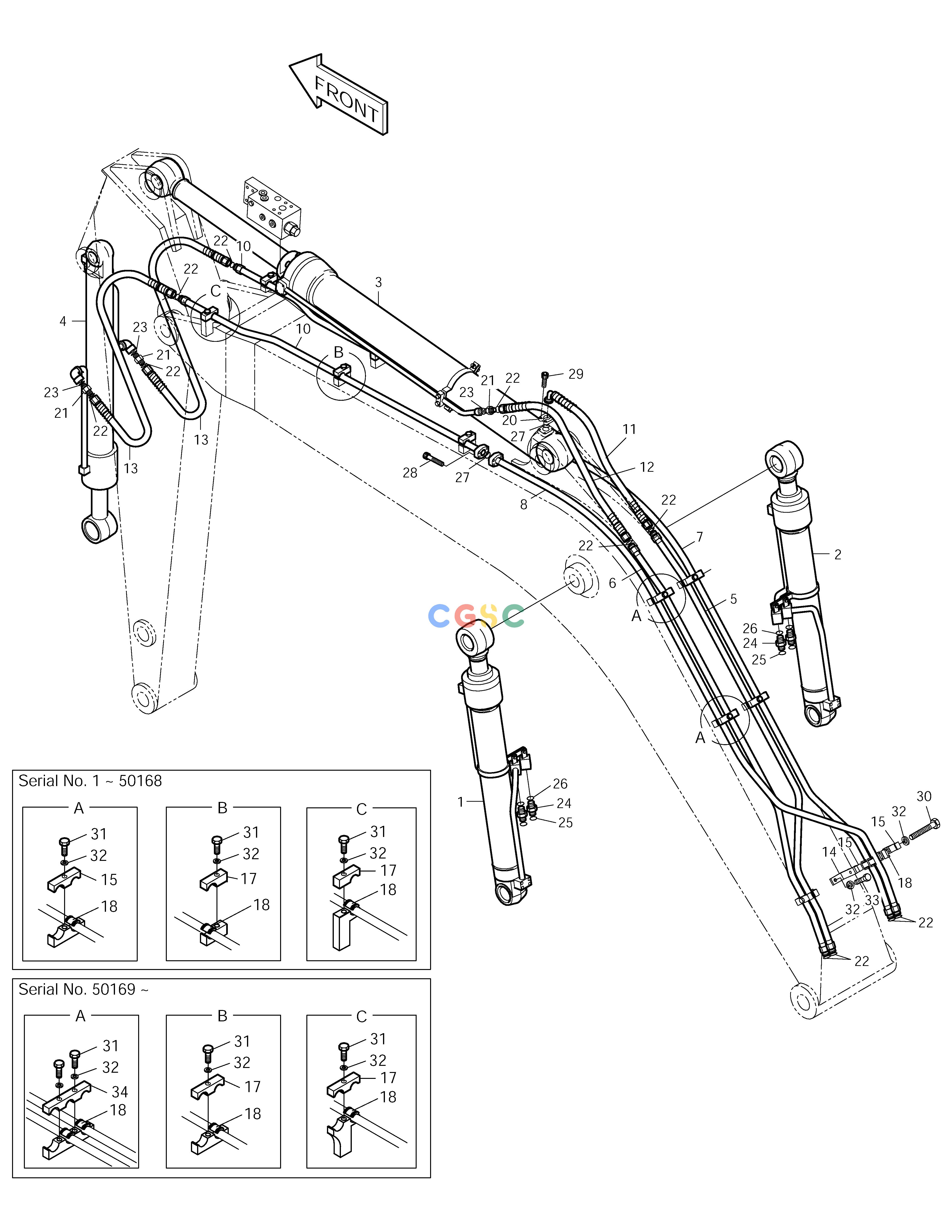 斗山零件查询FRONT PIPING-L.V.(1)-STD.-4.6mB+3.0mA SOLAR 150LC-V Doosan parts catalog online