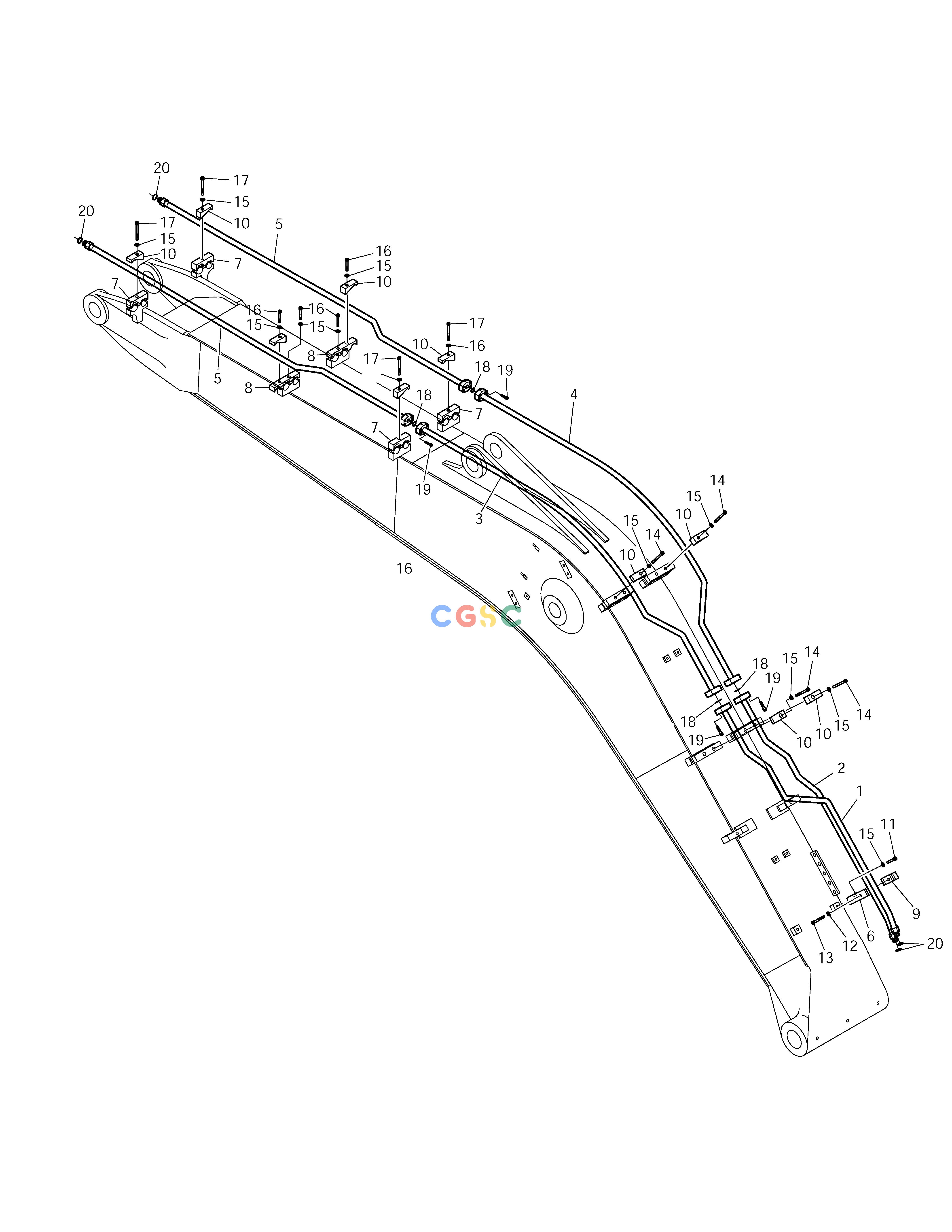 斗山零件查询BOOM PIPING-BOOM 4.6m-PRO SOLAR 150LC-V Doosan parts catalog online