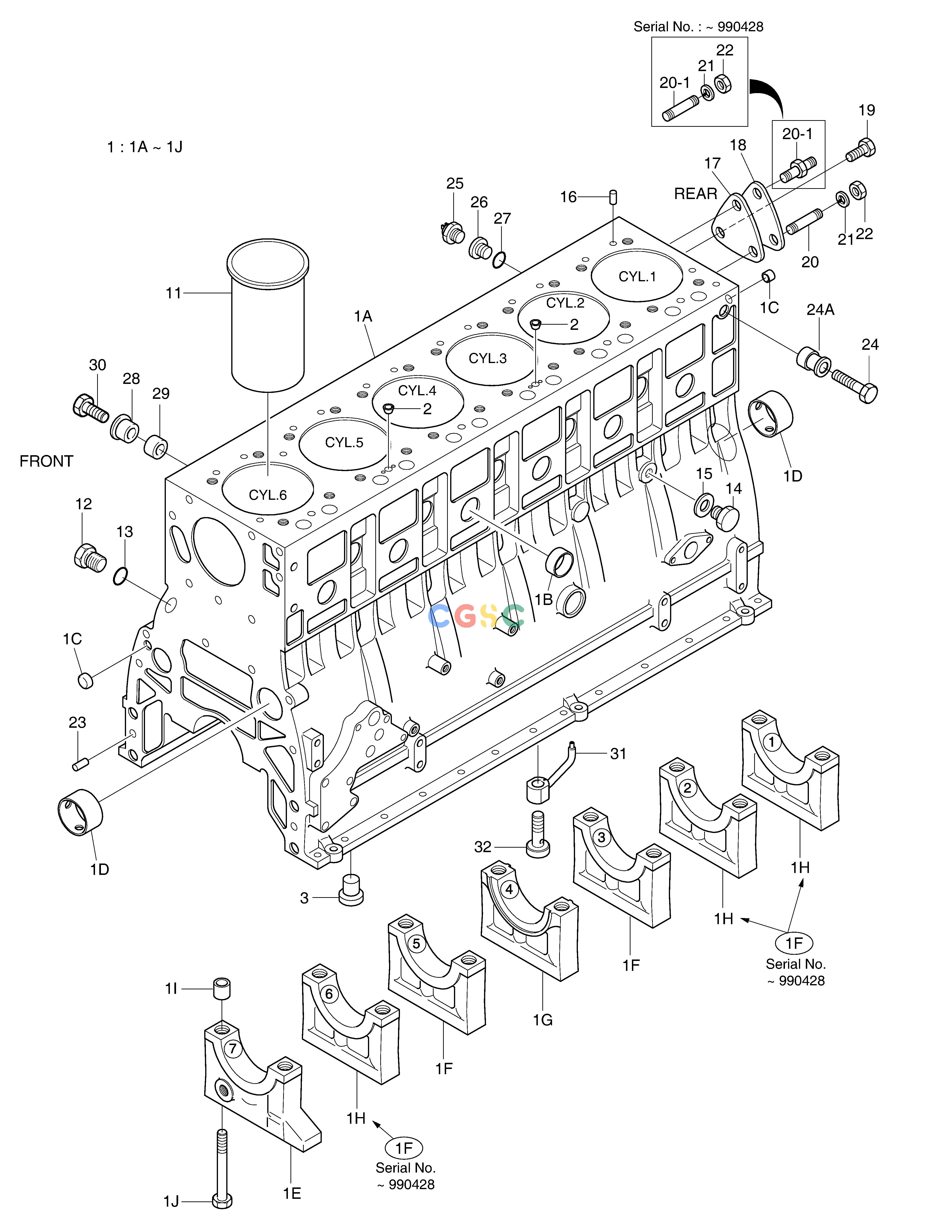 斗山零件查询CYLINDER BLOCK SOLAR 290LC-V Doosan parts catalog online