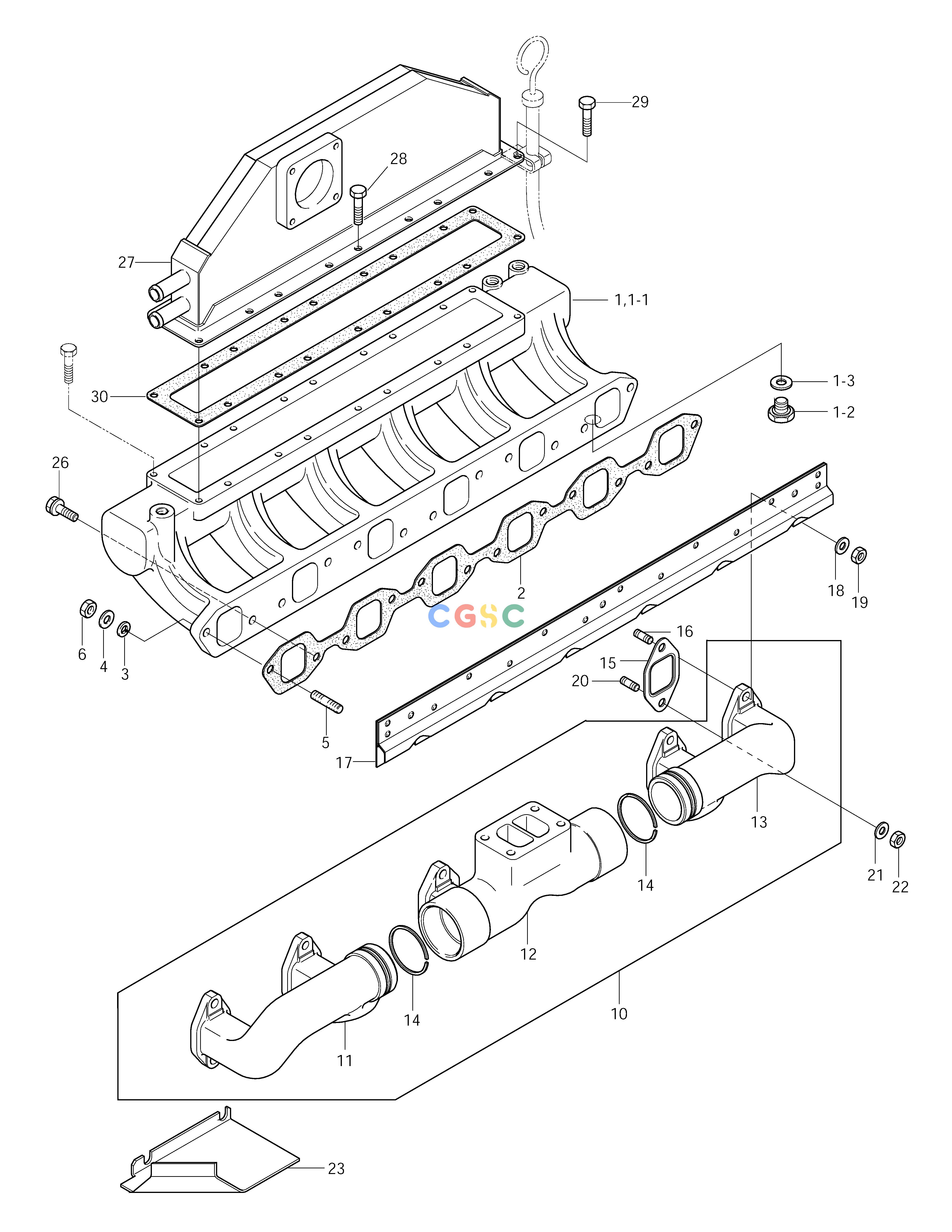 斗山零件查询INTAKE & EXHAUST MANIFOLD SOLAR 290LC-V Doosan parts catalog online