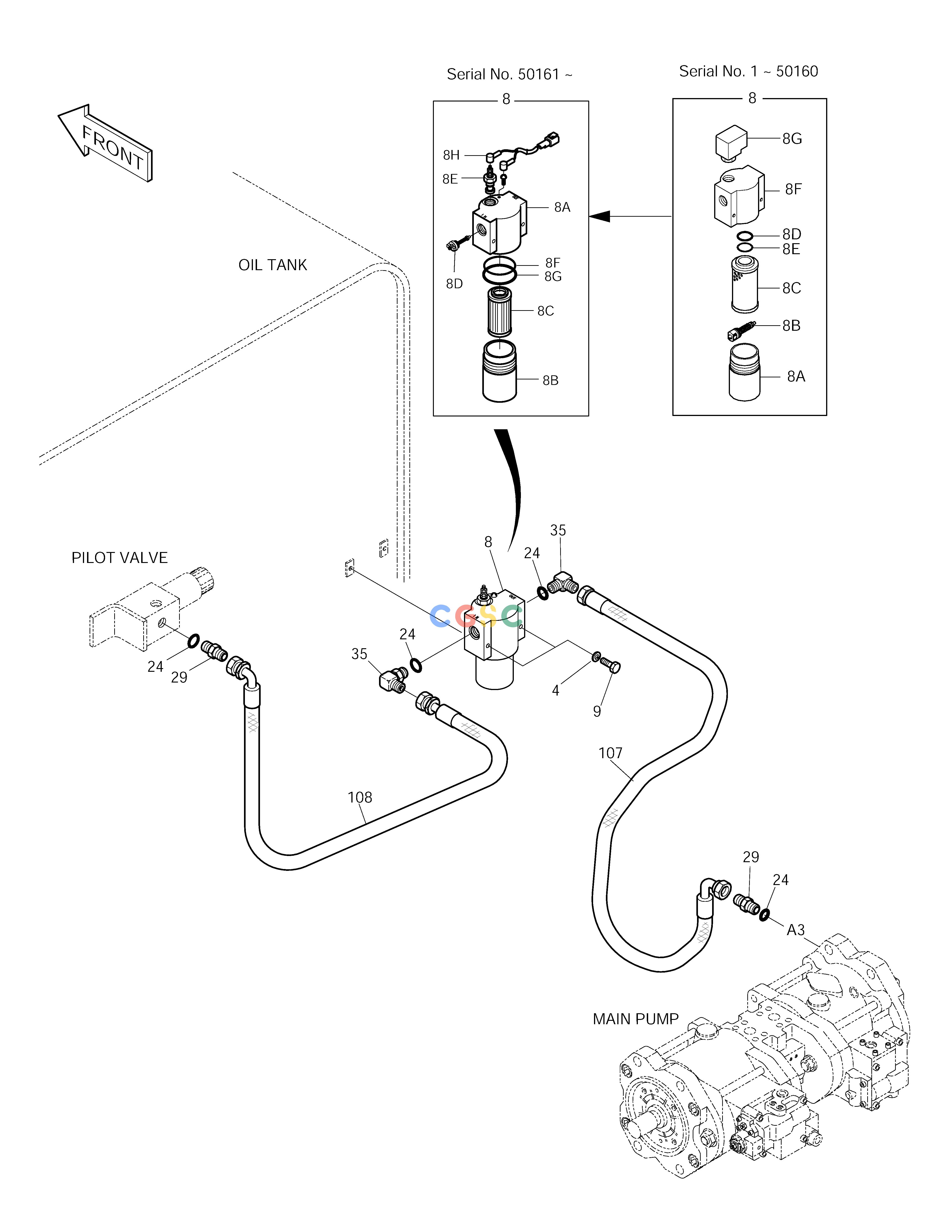 斗山零件查询PILOT PIPING(1) SOLAR 290LC-V Doosan parts catalog online