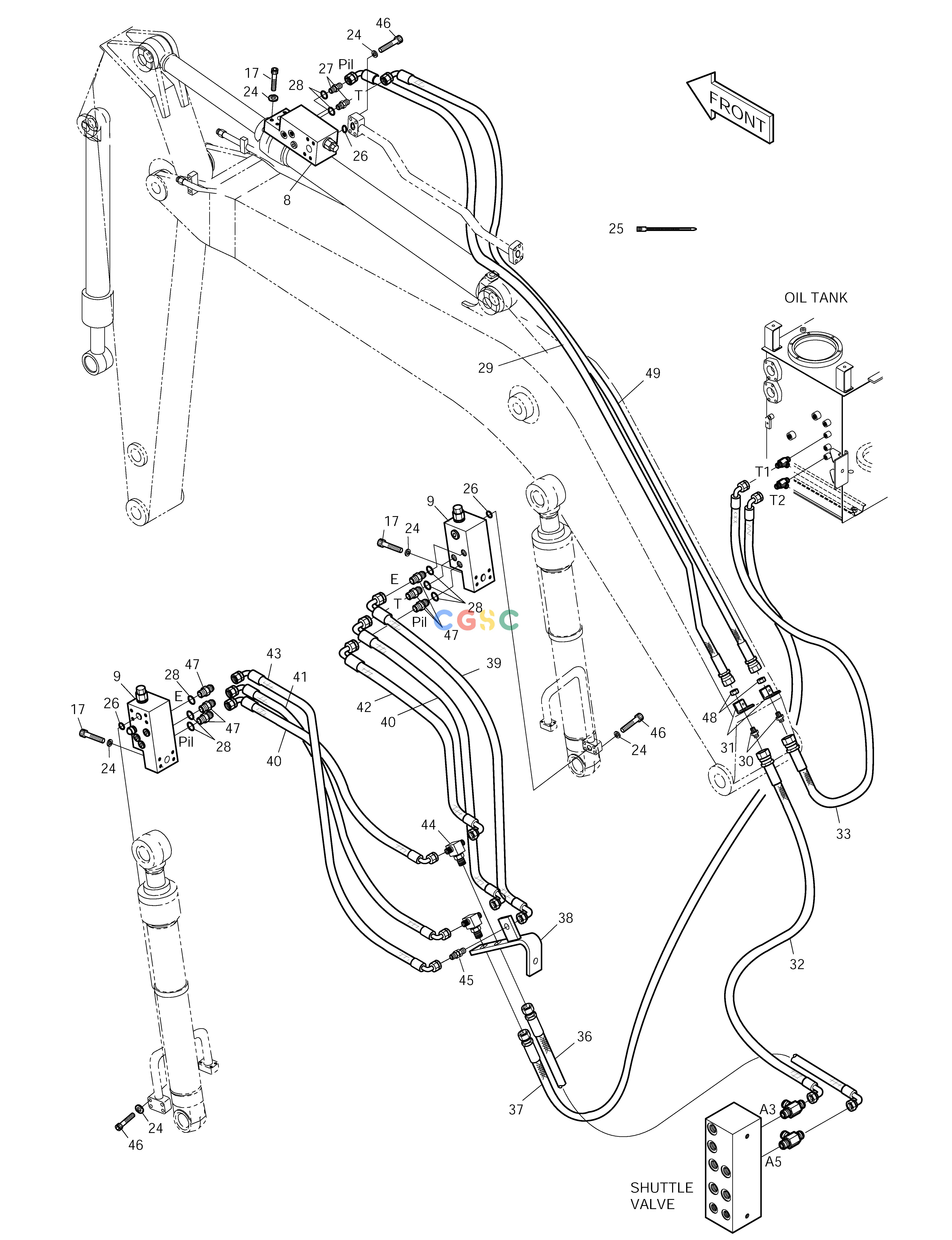 斗山零件查询FRONT PIPING & LOCK VALVE(2) SOLAR 290LC-V Doosan parts catalog online