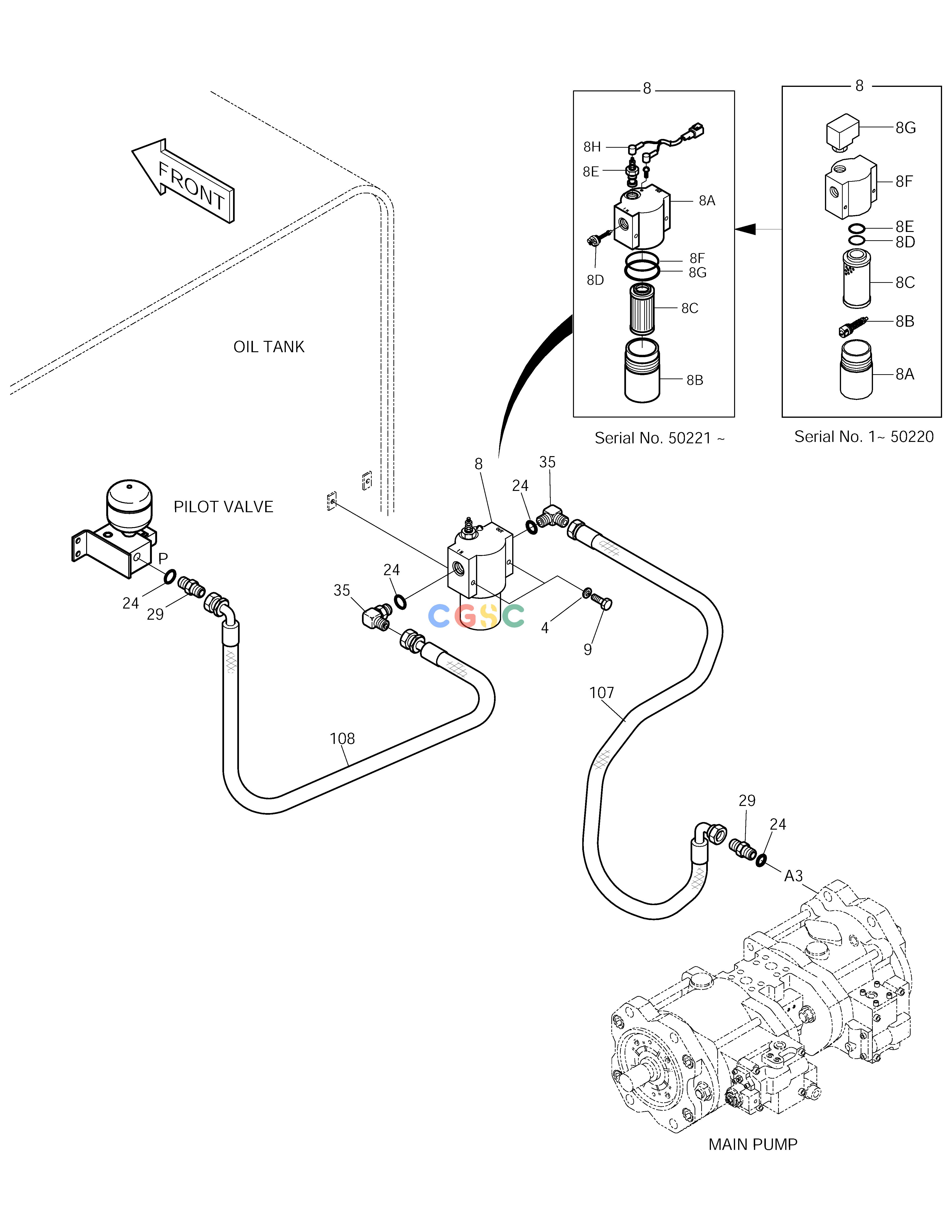 斗山零件查询PILOT PIPING(1) SOLAR 220LC-V Doosan parts catalog online