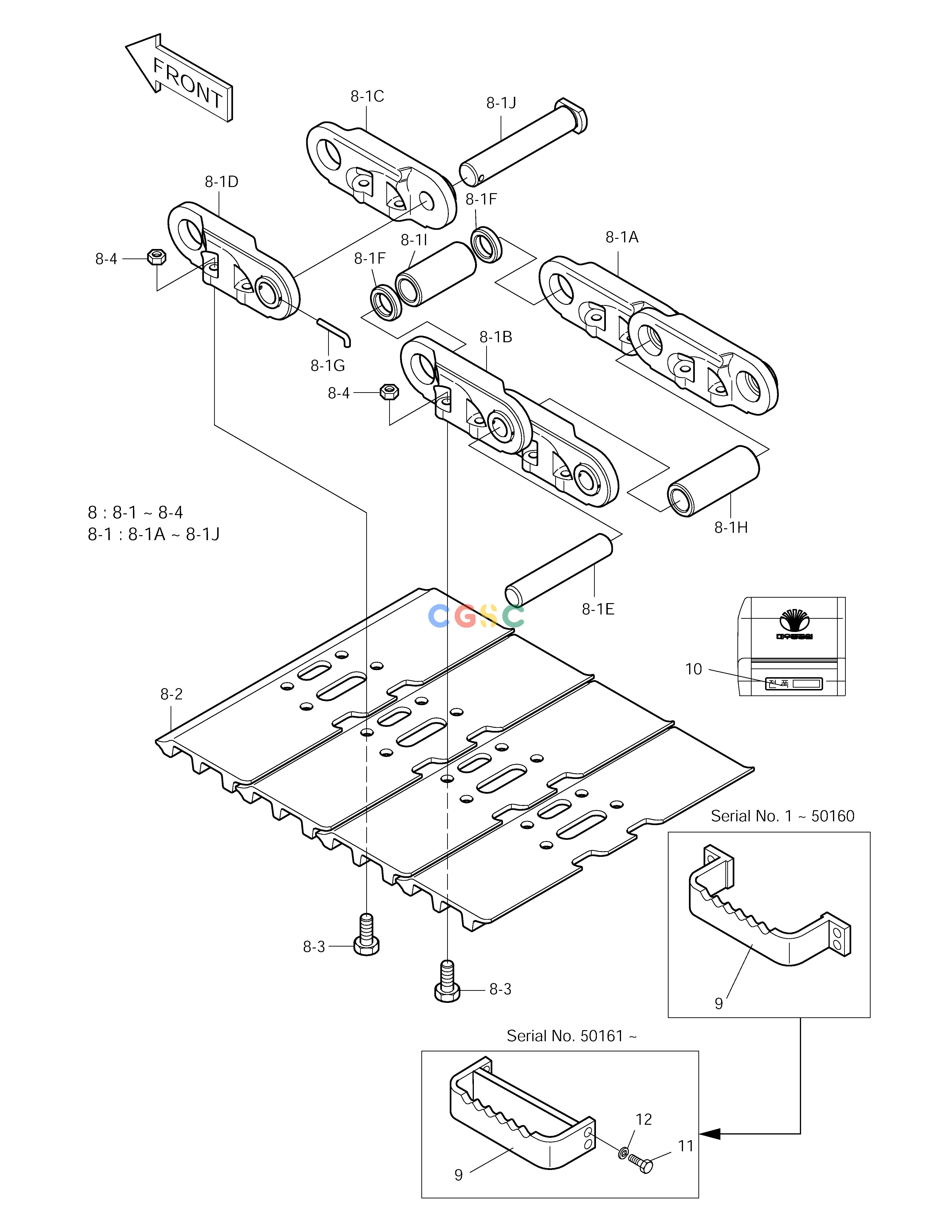 斗山零件查询TRACK SHOE ASS'Y-800-DHI SOLAR 220LC-V Doosan parts catalog online