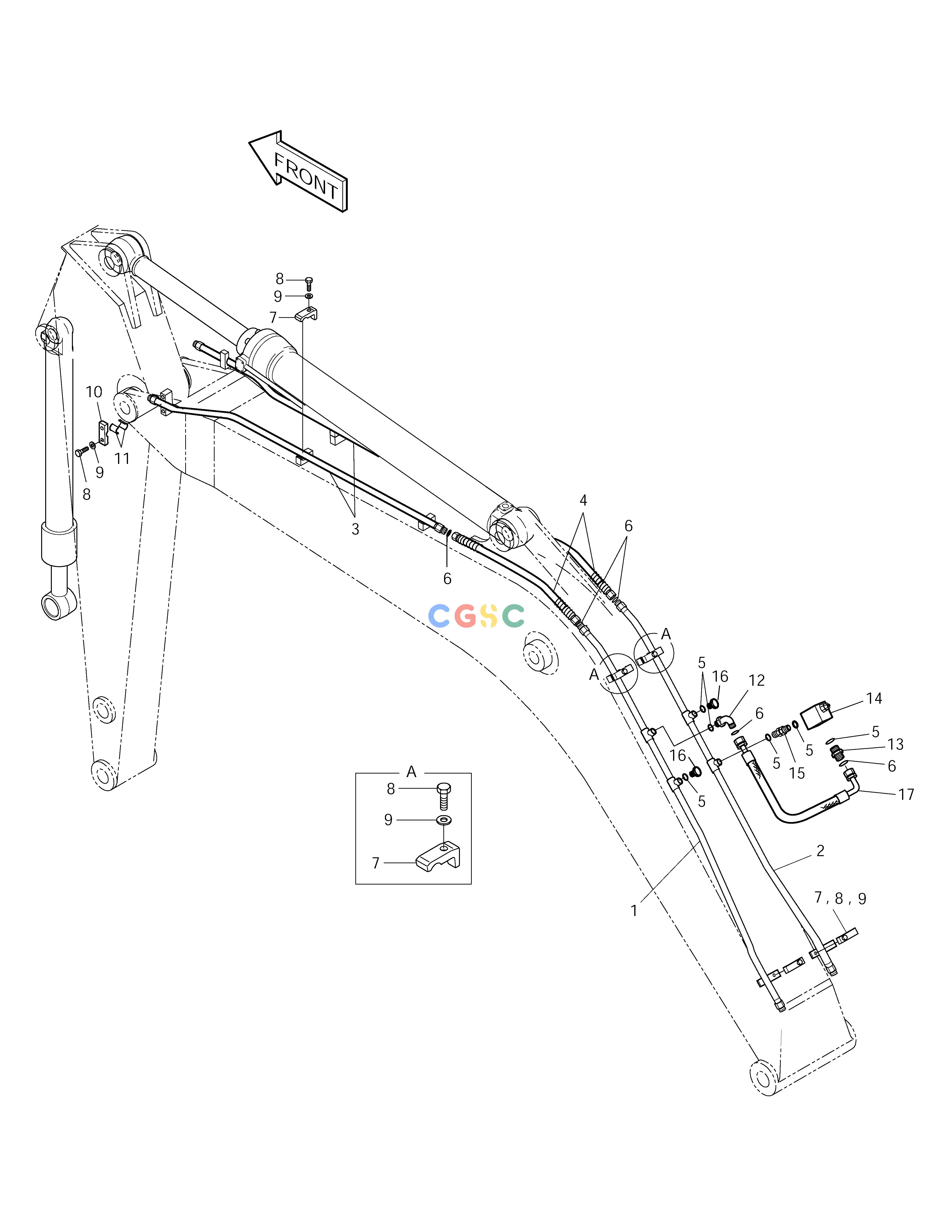 斗山零件查询ONE & TWO WAY PIPING-BOOM 5.7m PIPING SOLAR 220LC-V Doosan parts catalog online