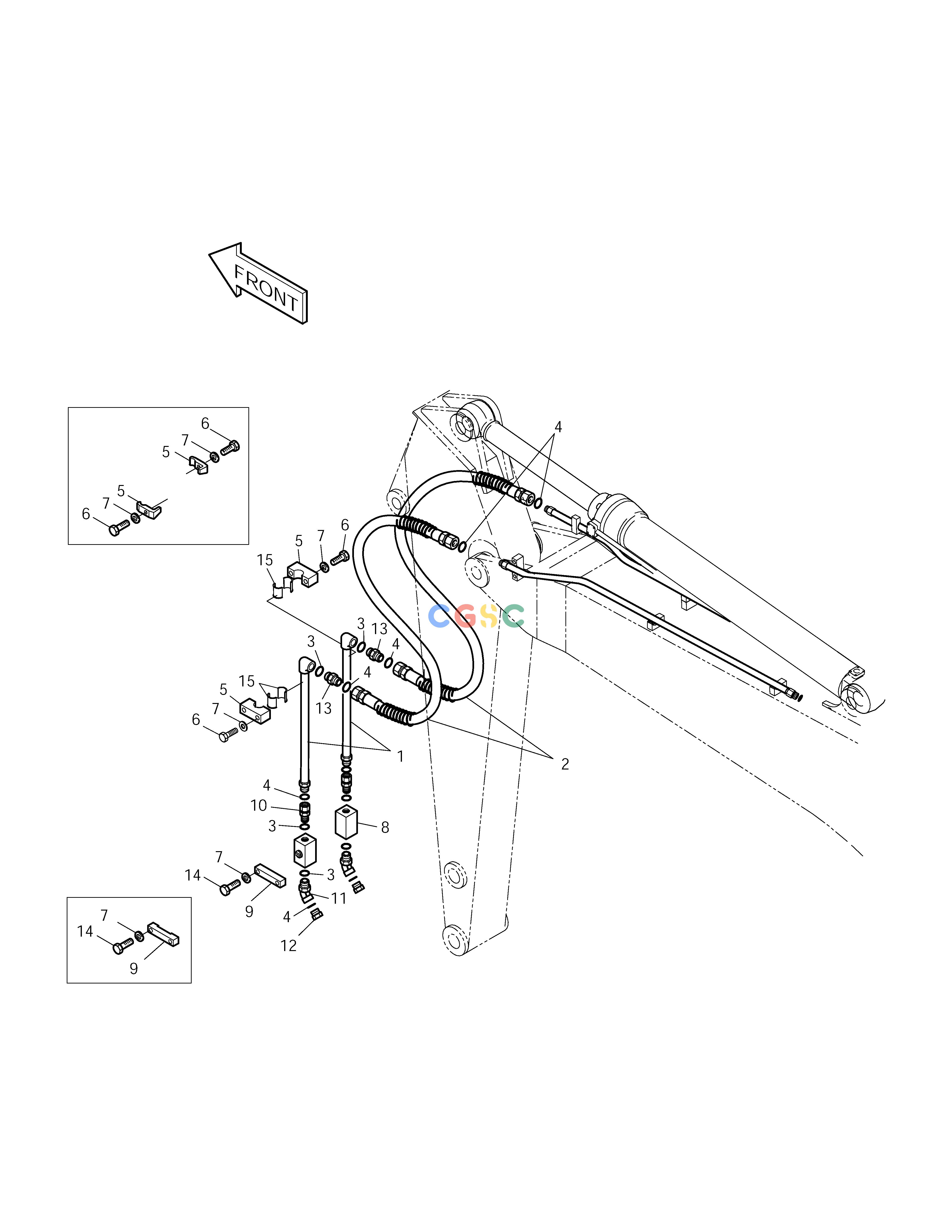 斗山零件查询ONE & TWO WAY PIPING-ARM 2.9m PIPING SOLAR 220LC-V Doosan parts catalog online