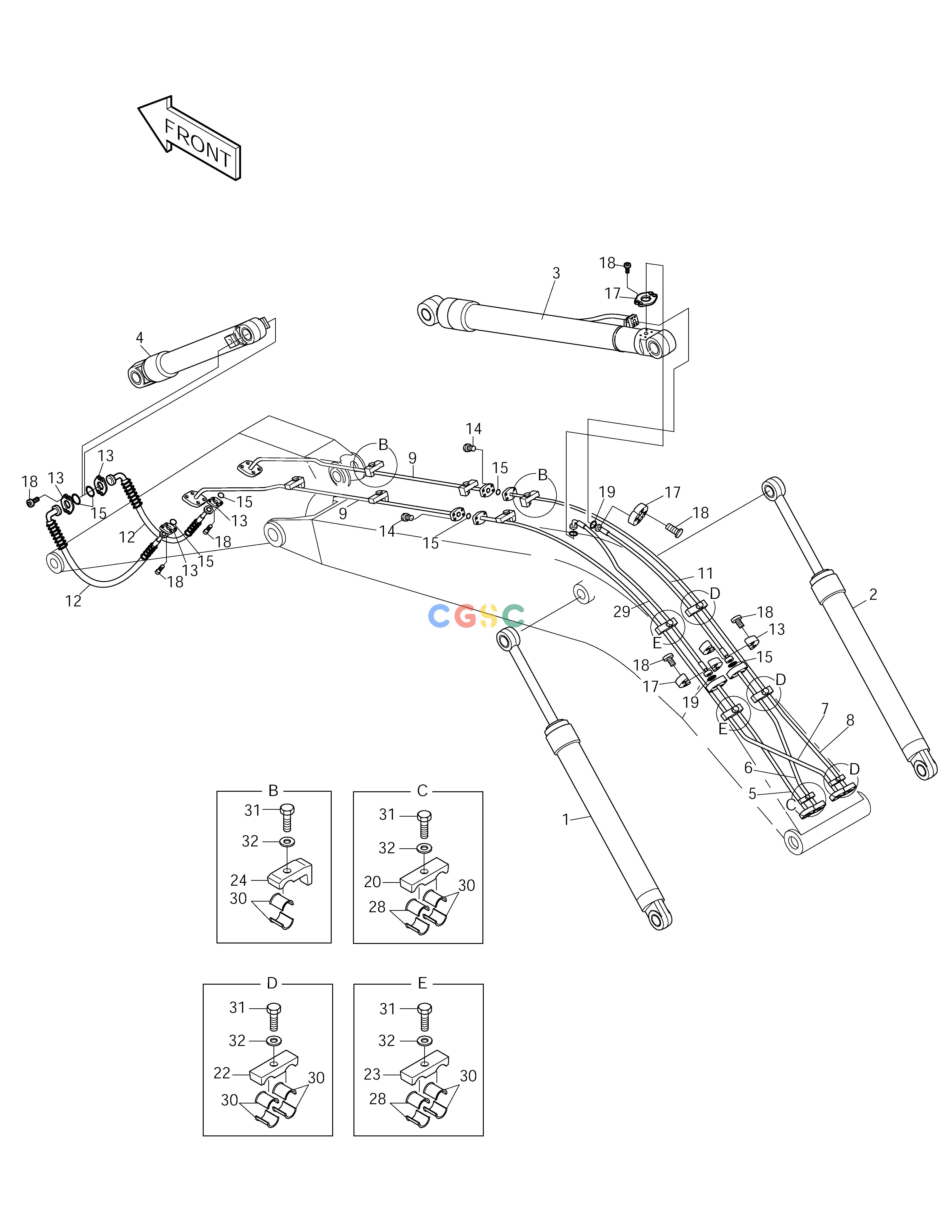 斗山零件查询FRONT PIPING-L.V.(1)-SHORT SOLAR 220LC-V Doosan parts catalog online
