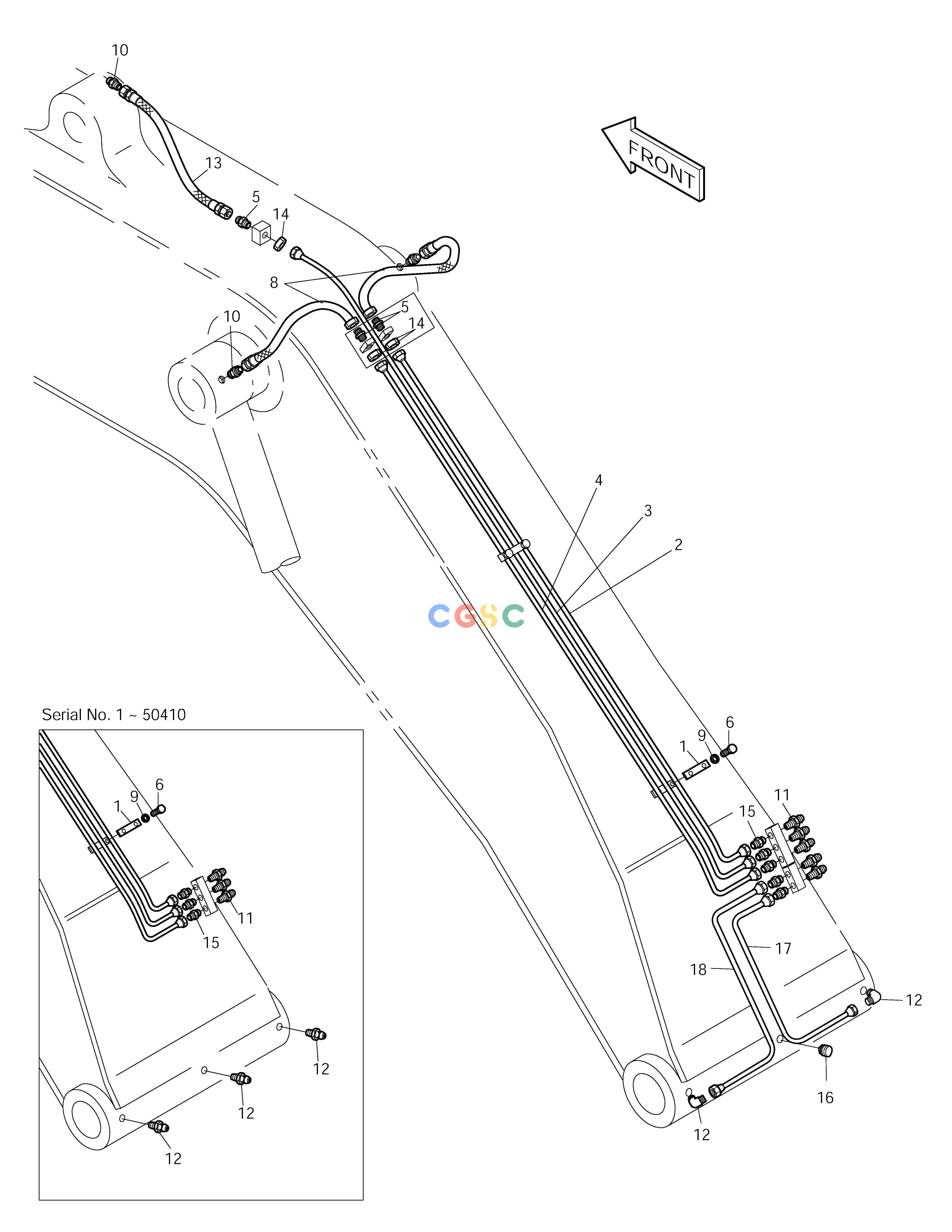 斗山零件查询LUBRICATION PIPING- BOOM 5.2m SOLAR 220LC-V Doosan parts catalog online