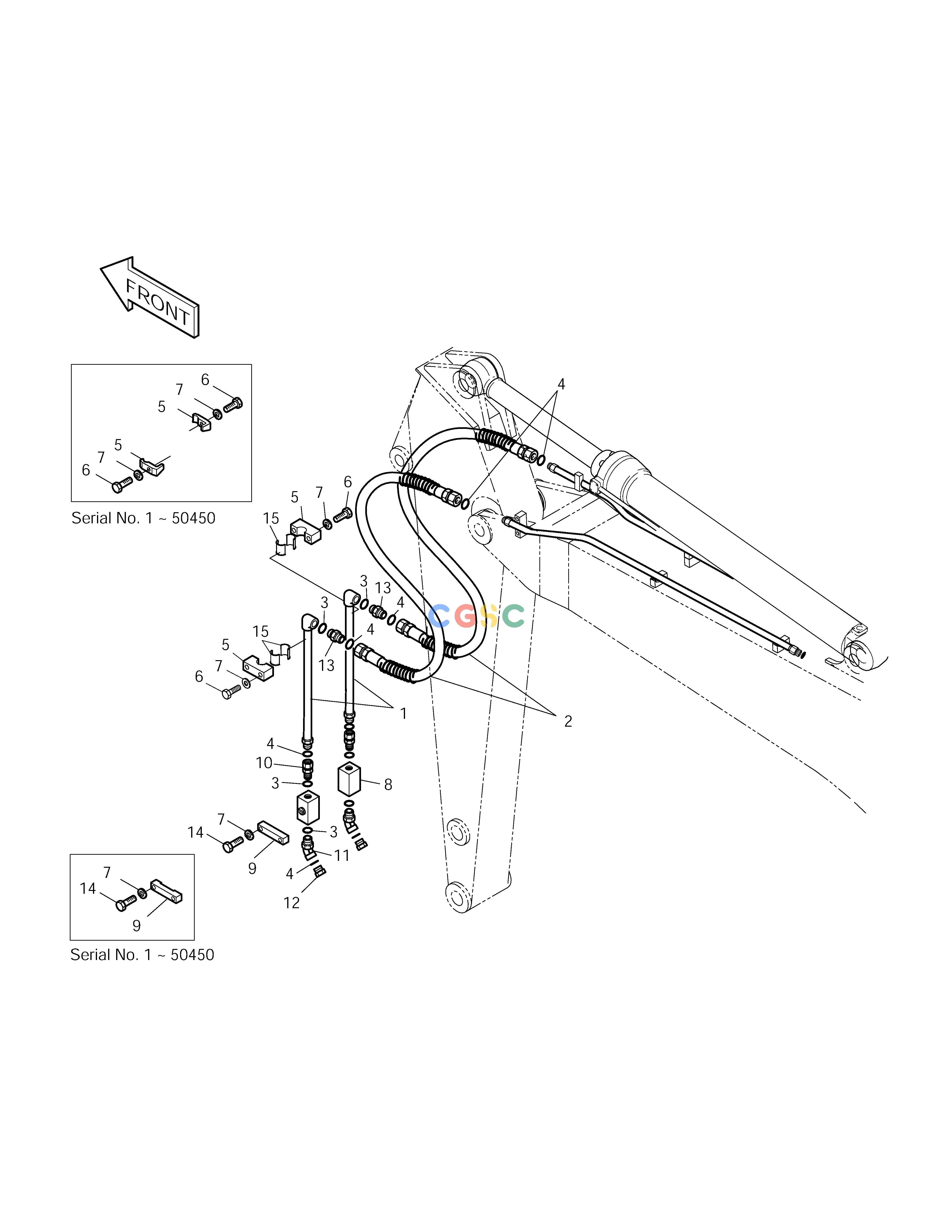 斗山零件查询ONE WAY/TWO WAY PIPING-ARM 2.4m PIPING SOLAR 220LC-V Doosan parts catalog online