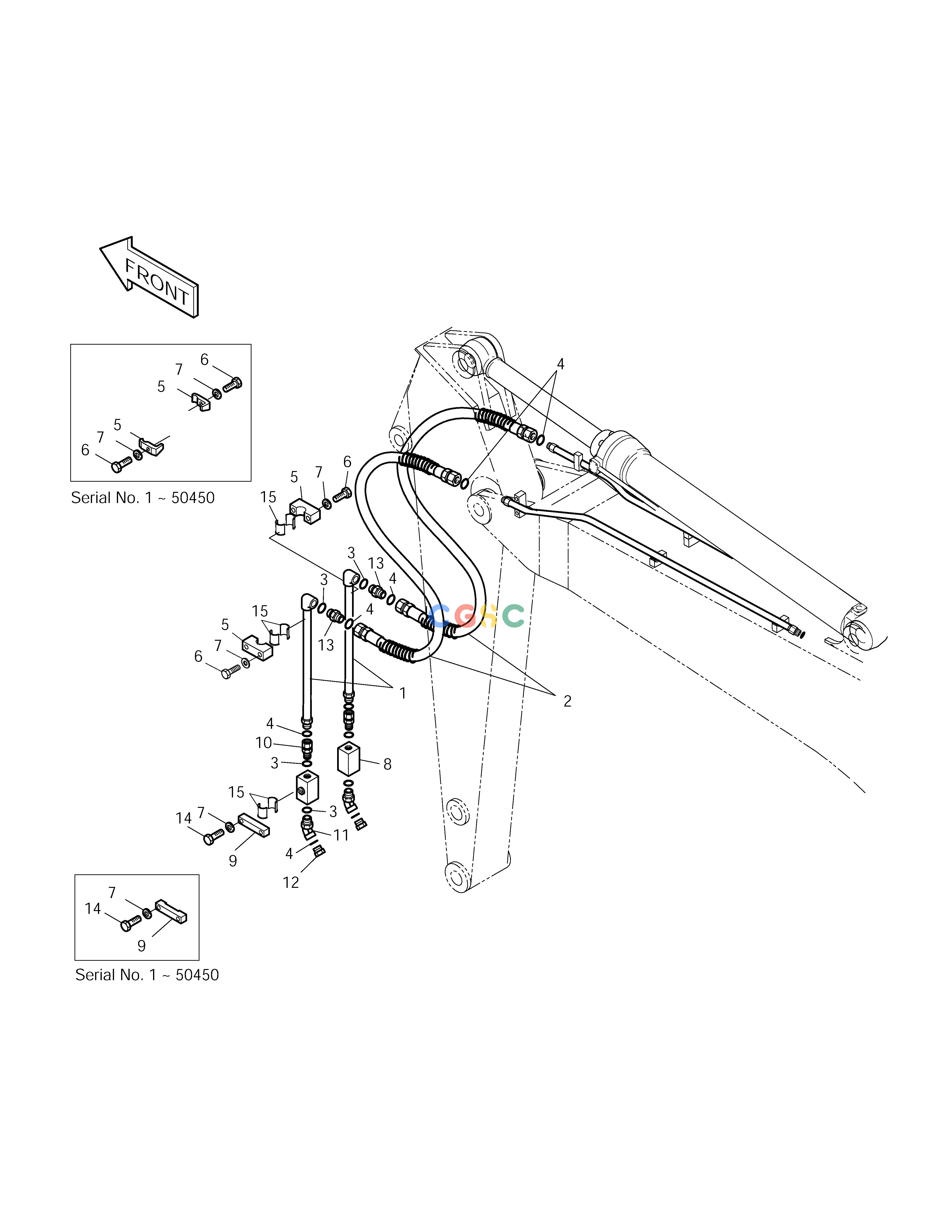 斗山零件查询ONE WAY/TWO WAY PIPING-ARM 3.5m PIPING SOLAR 220LC-V Doosan parts catalog online