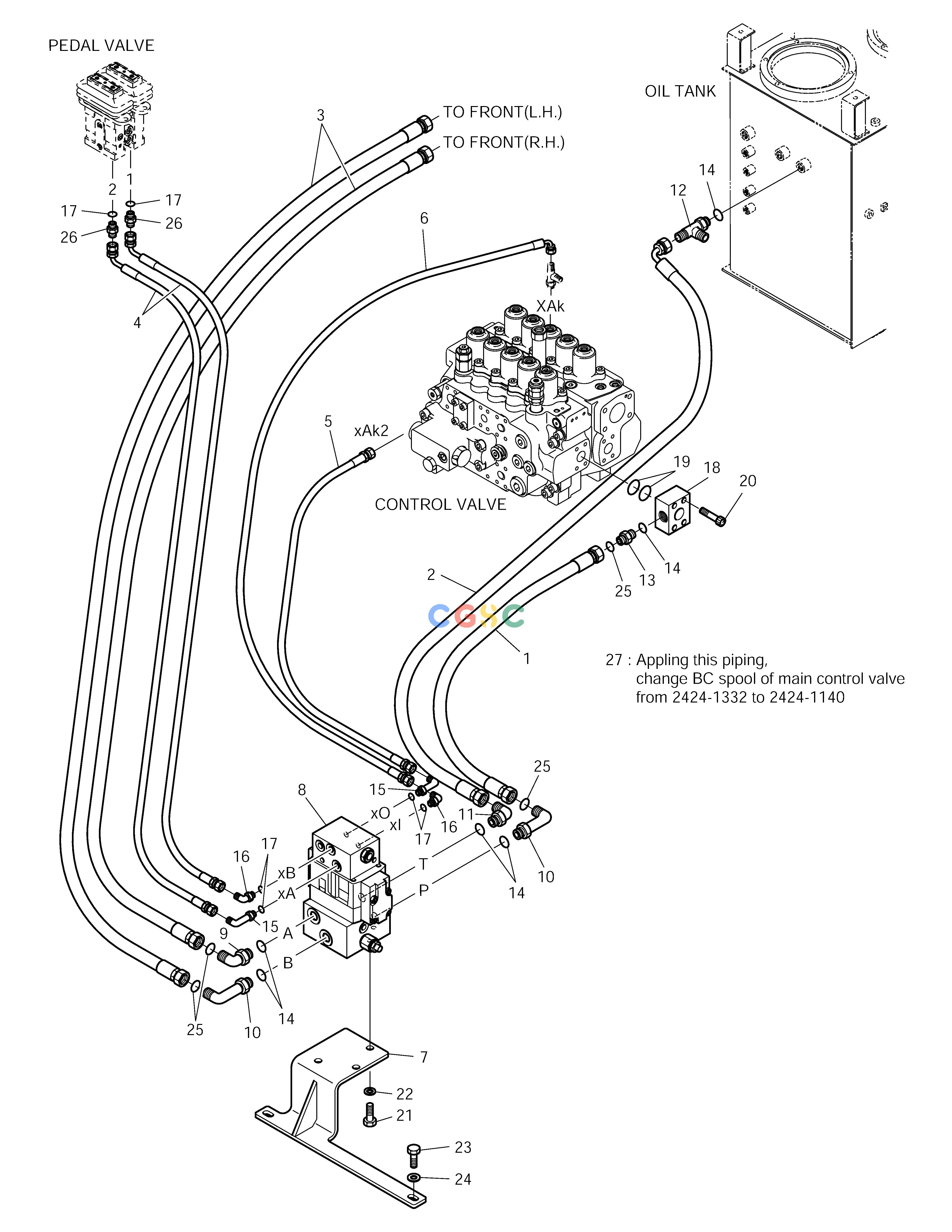 斗山零件查询MAIN PIPING-ROTATION & TILTING SOLAR 220LC-V Doosan parts catalog online