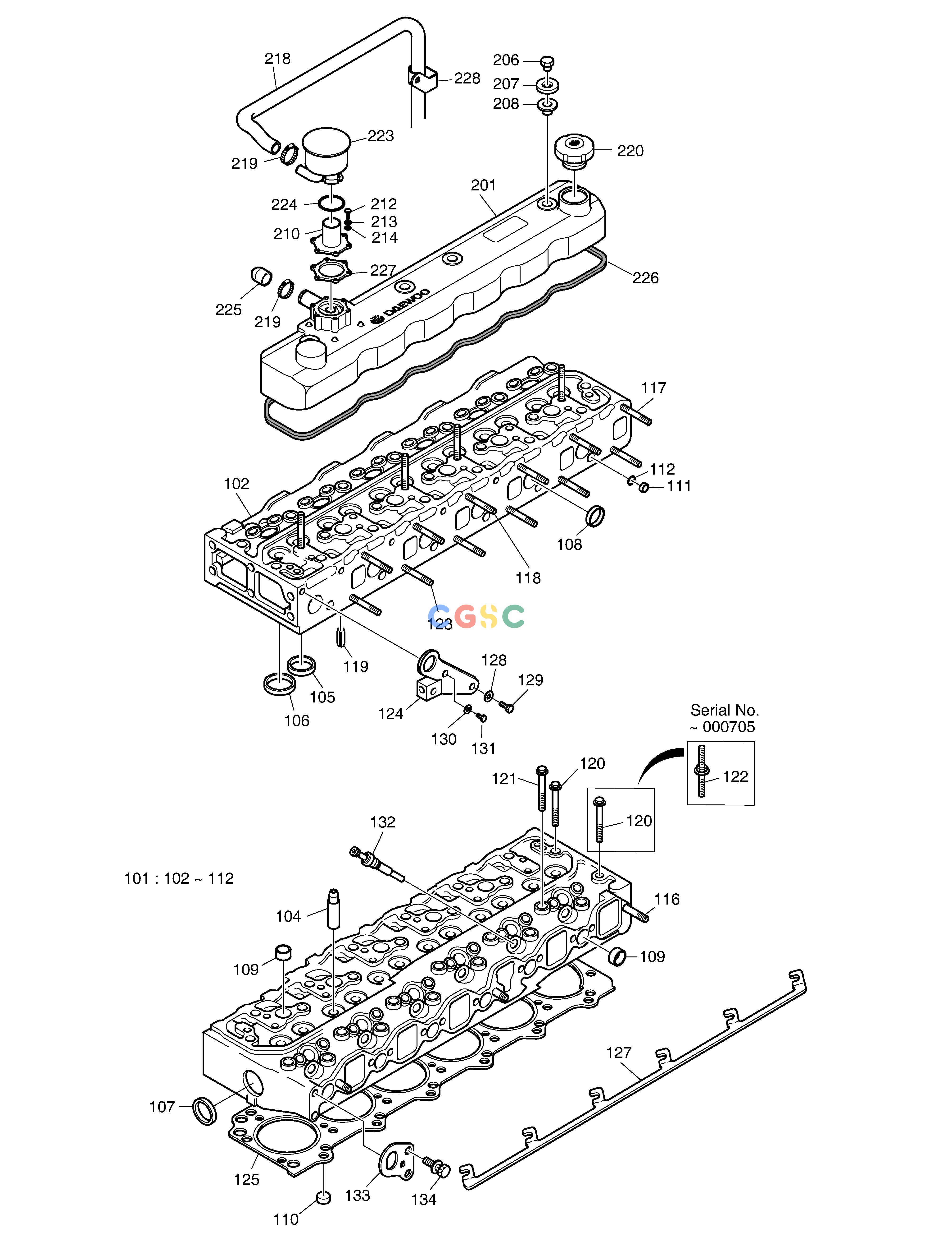 斗山零件查询CYLINDER HEAD SOLAR 130LC-V Doosan parts catalog online