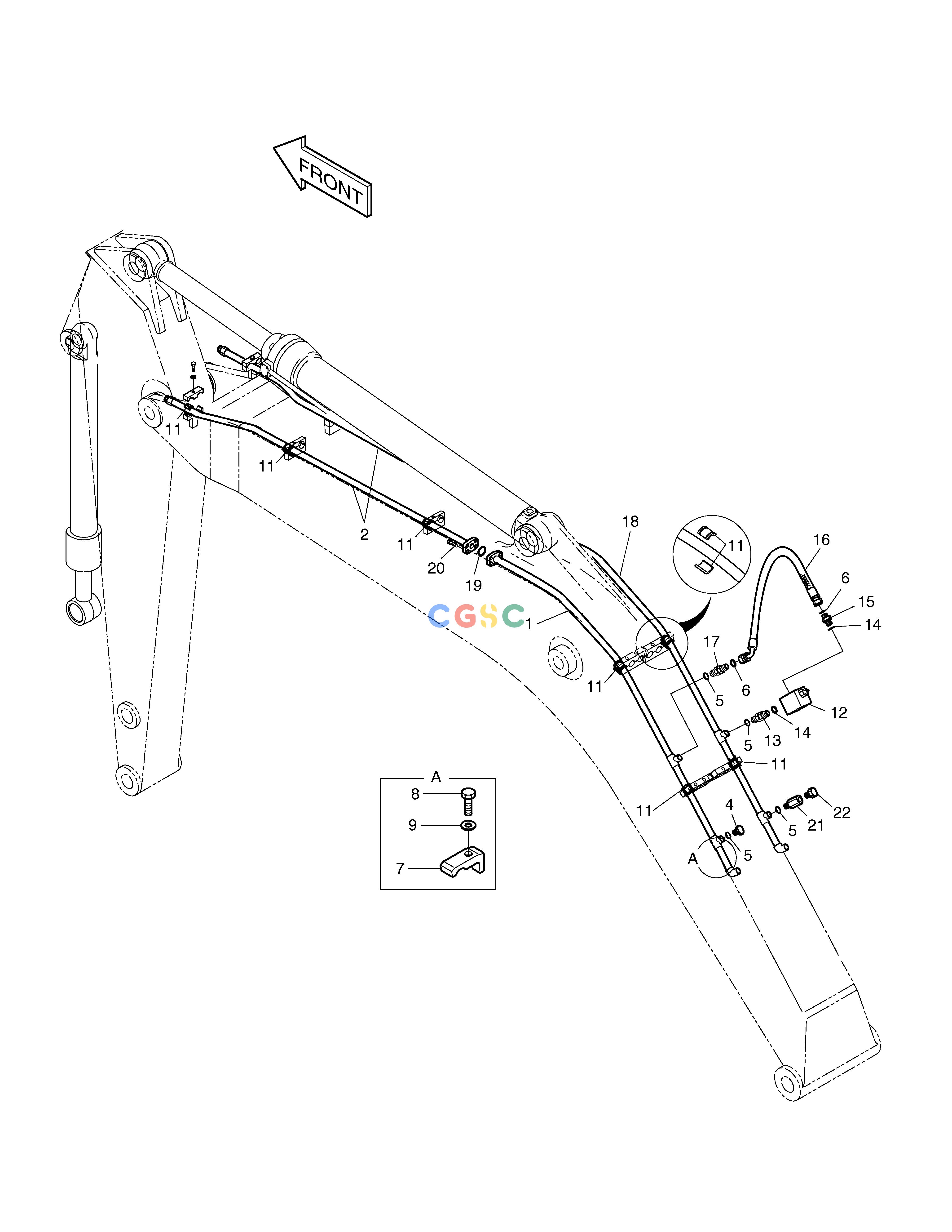 斗山零件查询BOOM PIPING-BOOM 4.6m(ONE WAY) SOLAR 130LC-V Doosan parts catalog online