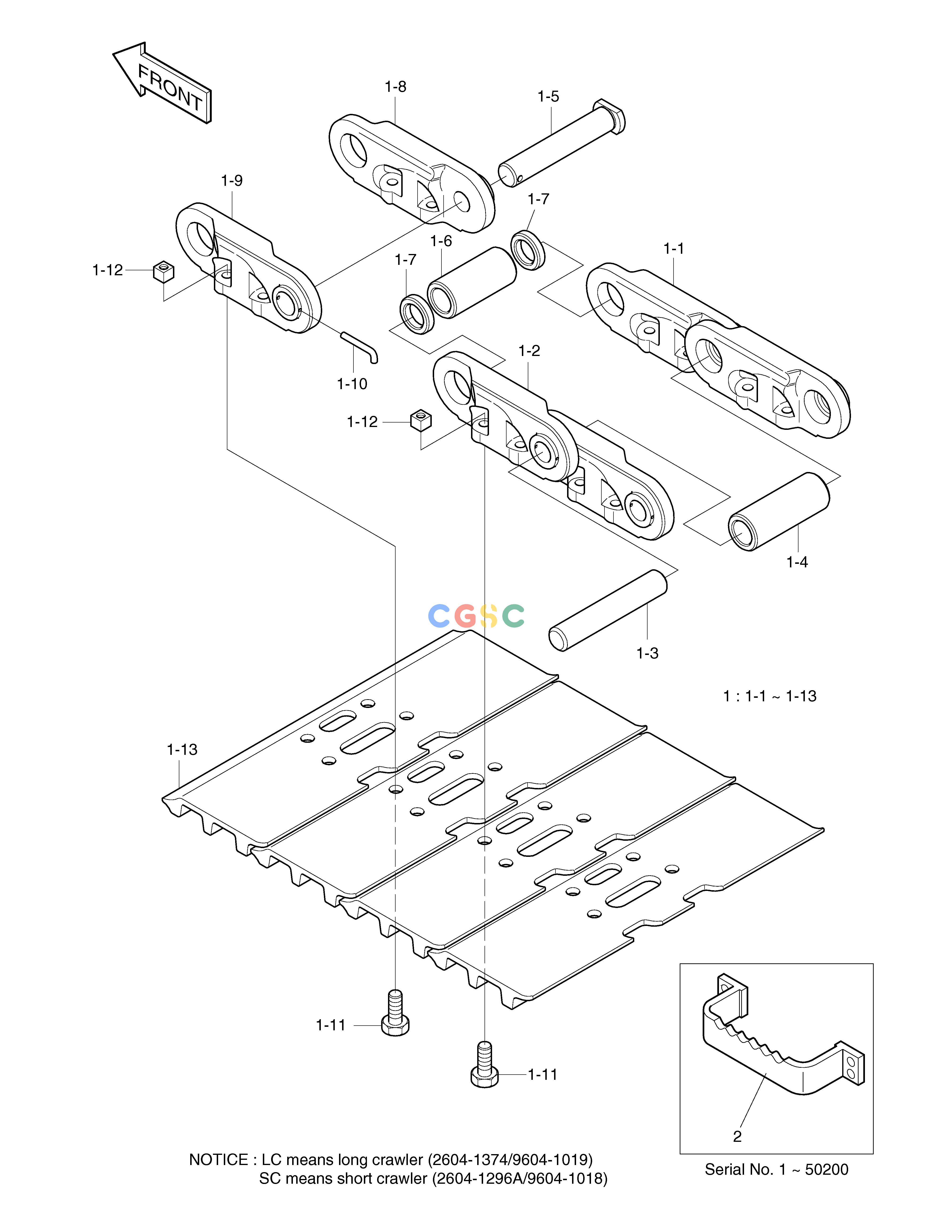 斗山零件查询TRACK SHOE ASS'Y-500-DHI SOLAR 130LC-V Doosan parts catalog online