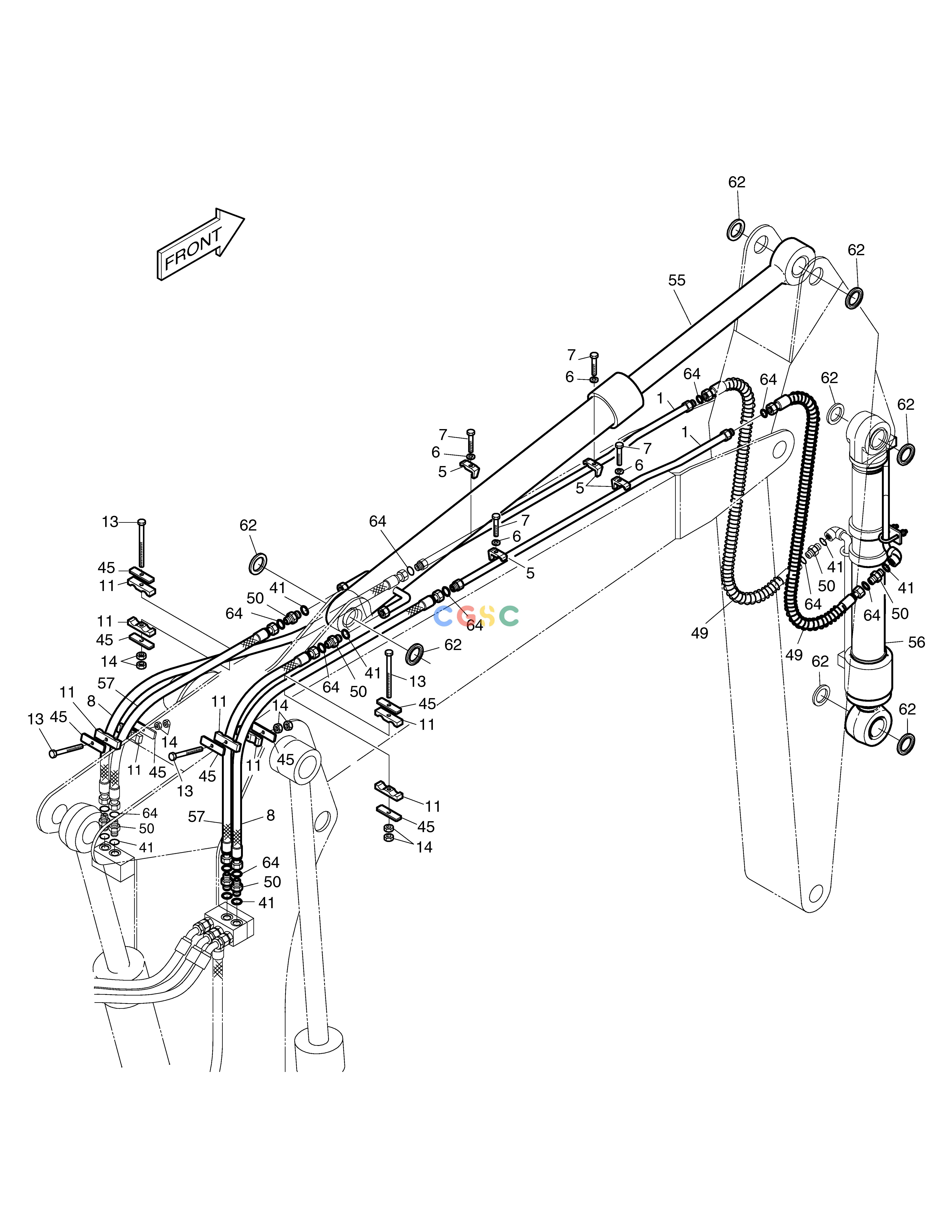 斗山零件查询FRONT PIPING(2) FOR ARTI. BOOM SOLAR 130LC-V Doosan parts catalog online