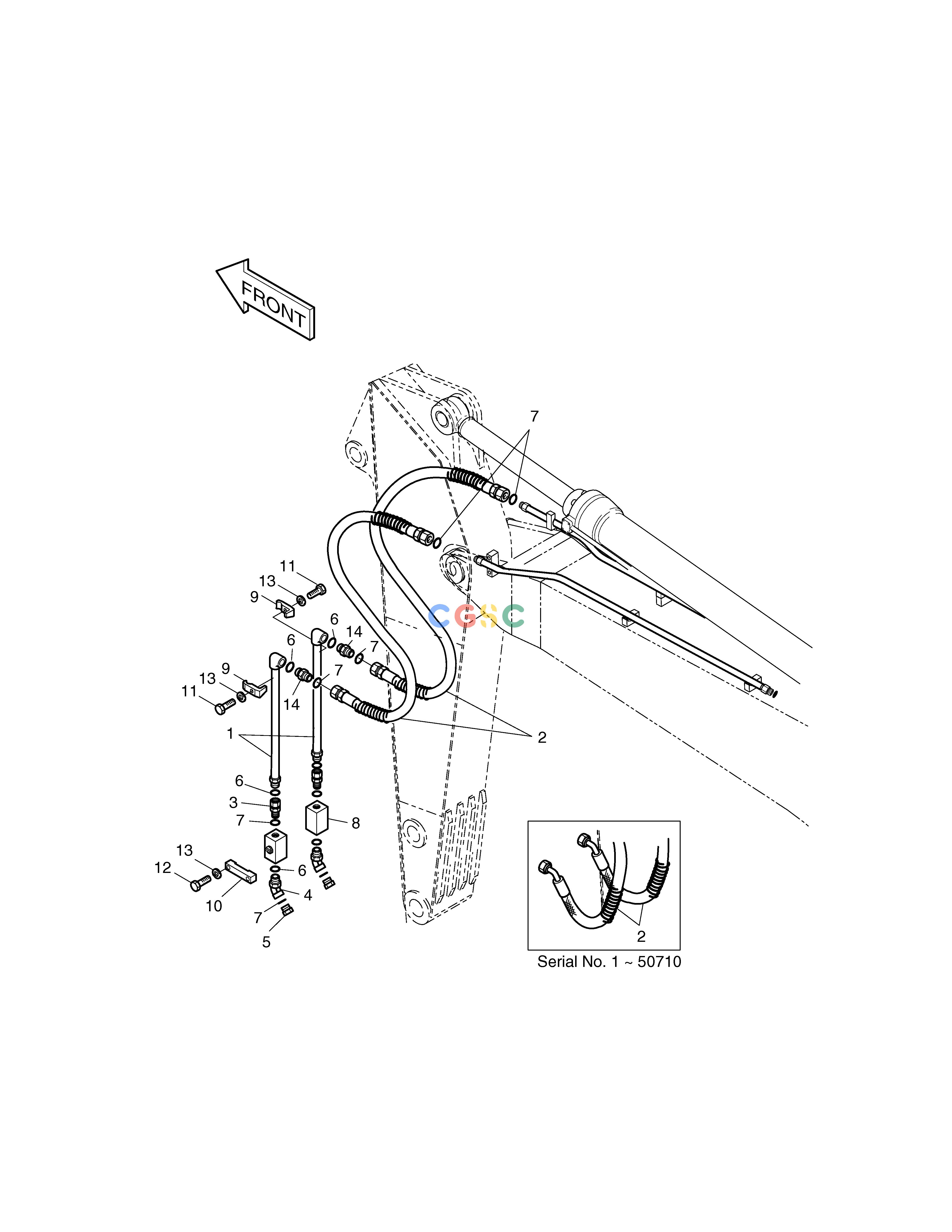 斗山零件查询1 WAY/2 WAY PIP.-ARM PIP. (1.9m) DHI SOLAR 130LC-V Doosan parts catalog online
