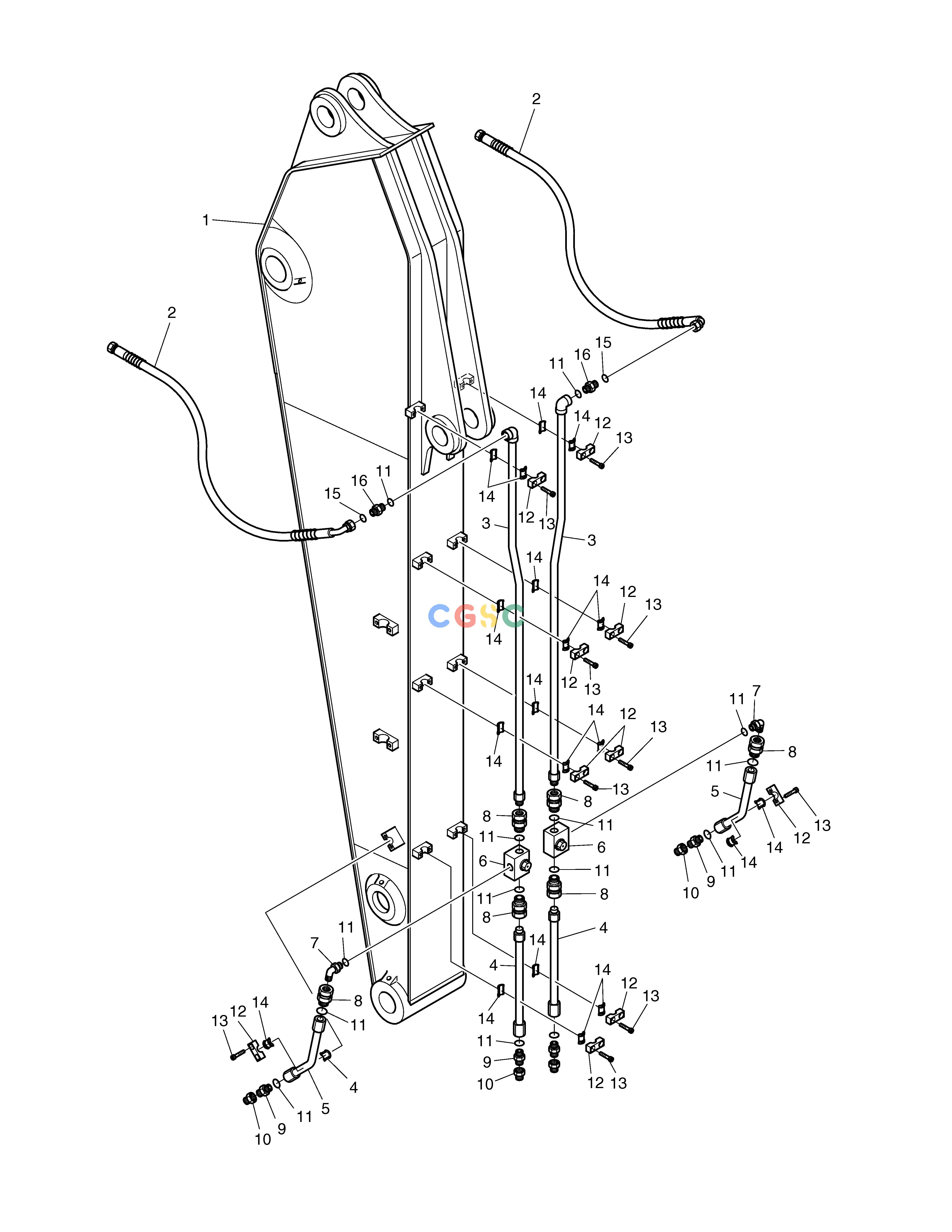 斗山零件查询ARM PIPING(2.5m)-ROTATION & TILTING SOLAR 130LC-V Doosan parts catalog online