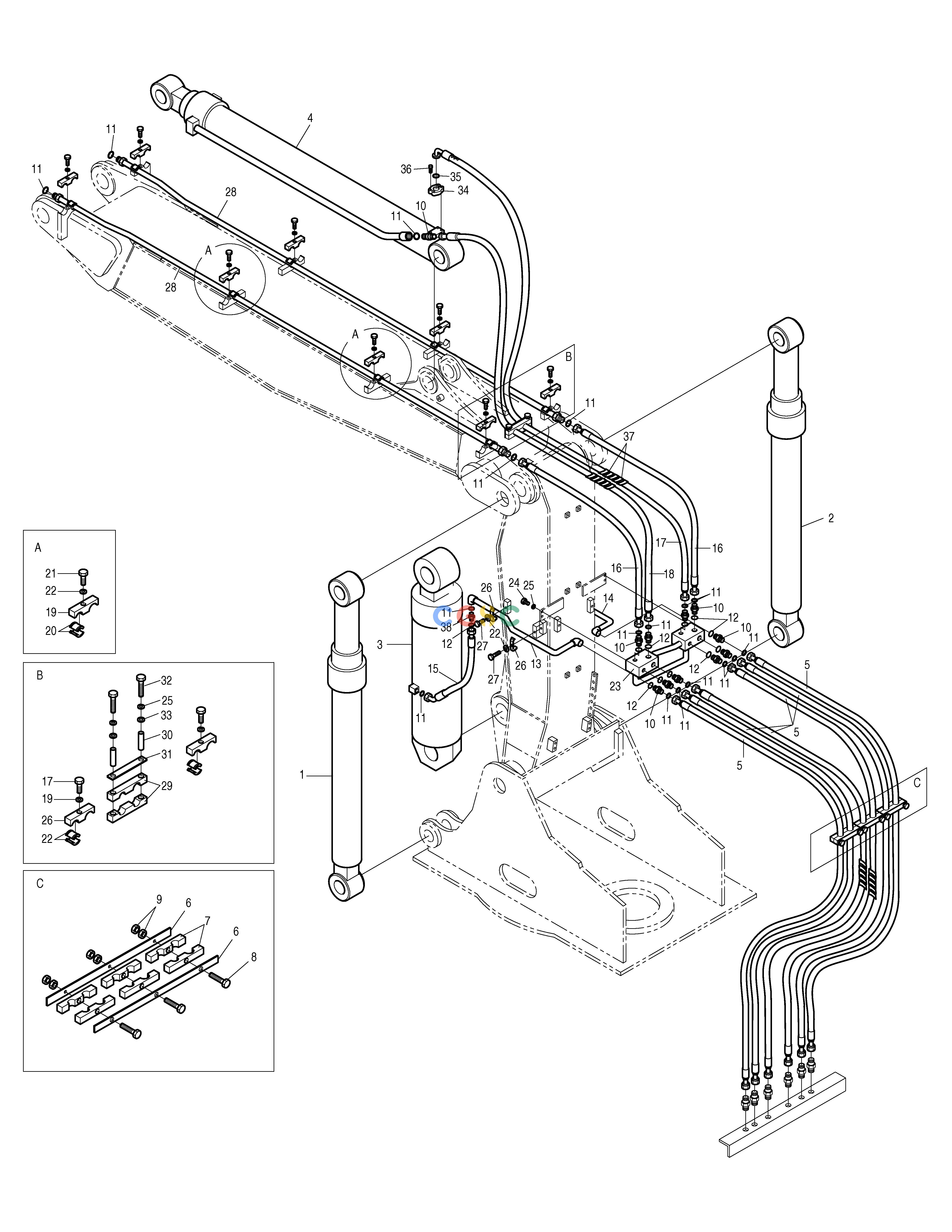 斗山零件查询FRONT PIPING-ARTI.BOOM SOLAR 130LC-V Doosan parts catalog online